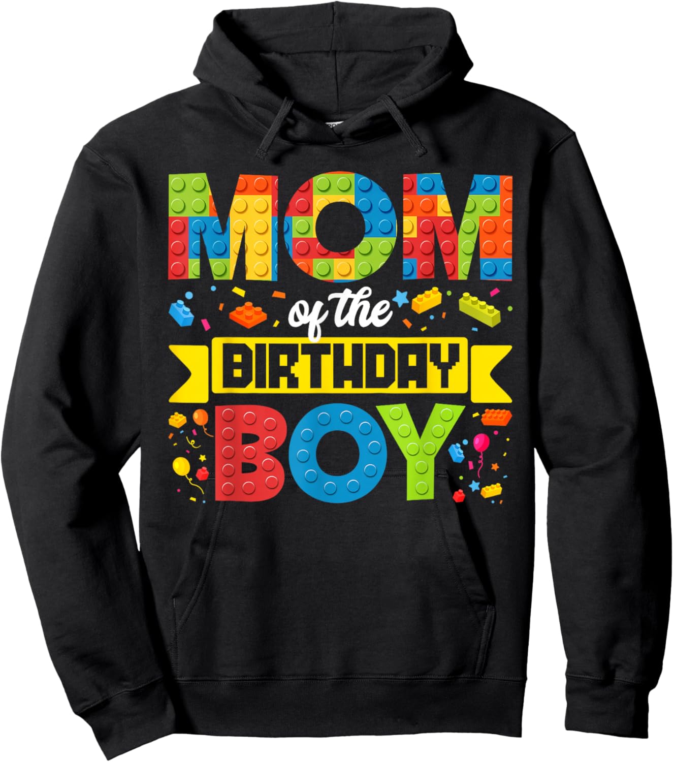 Mom of The Birthday Boy Master Builder Kids Building Blocks Hoodie - Hoodie | Black