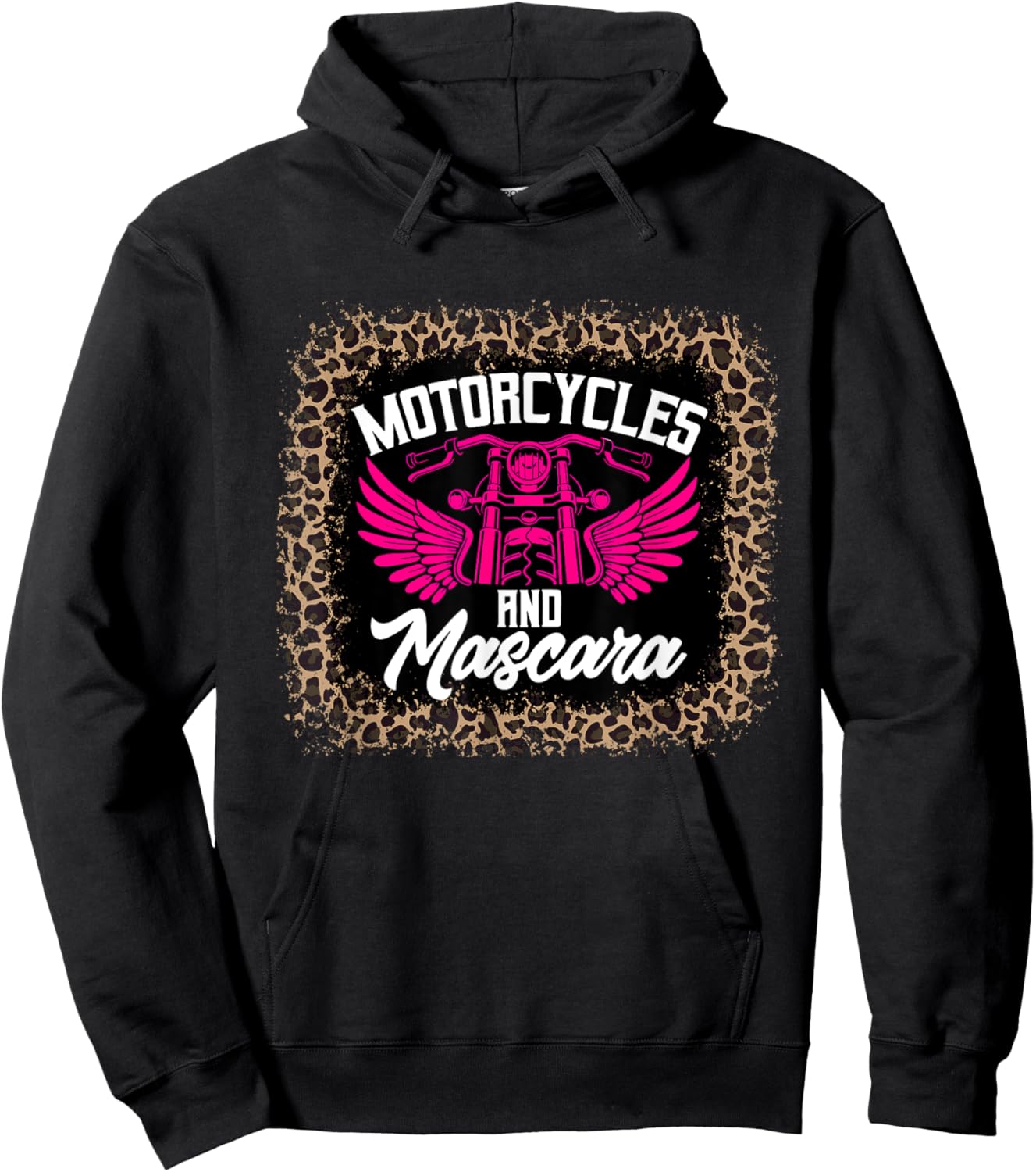 Motorcycle And Mascara Shirt Leopard Print Hoodie - Hoodie | Black