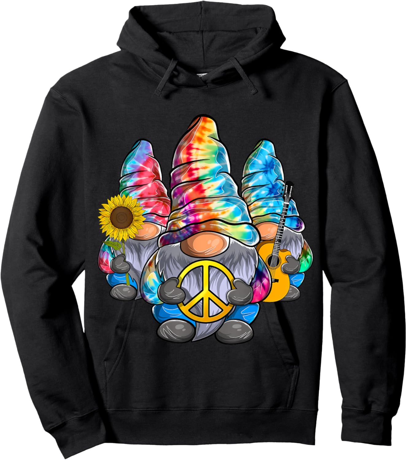 Three Hippie Gnomes Tie Dye funny design Women Hoodie - Hoodie | Black