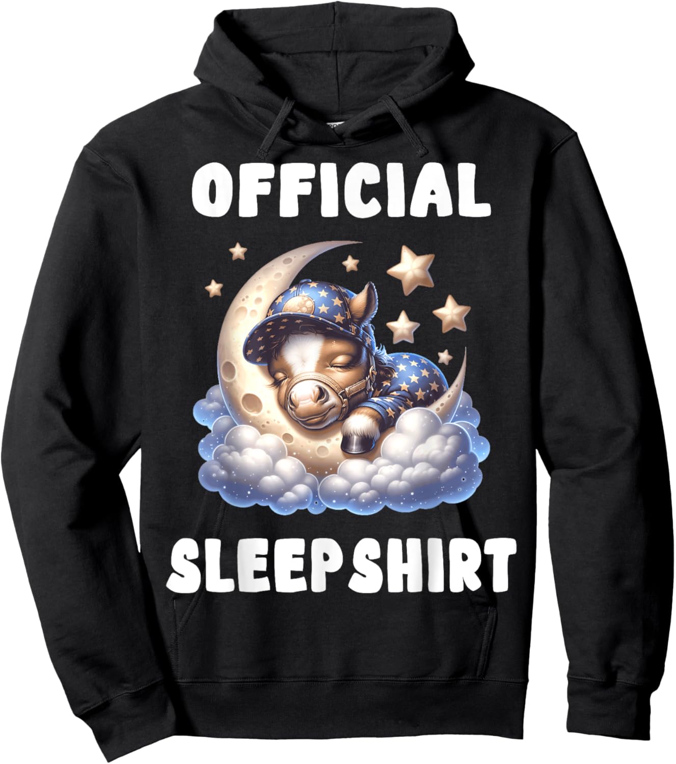 Horse - Official Sleepshirt Pajamas Nightgown Hoodie - Hoodie | Black