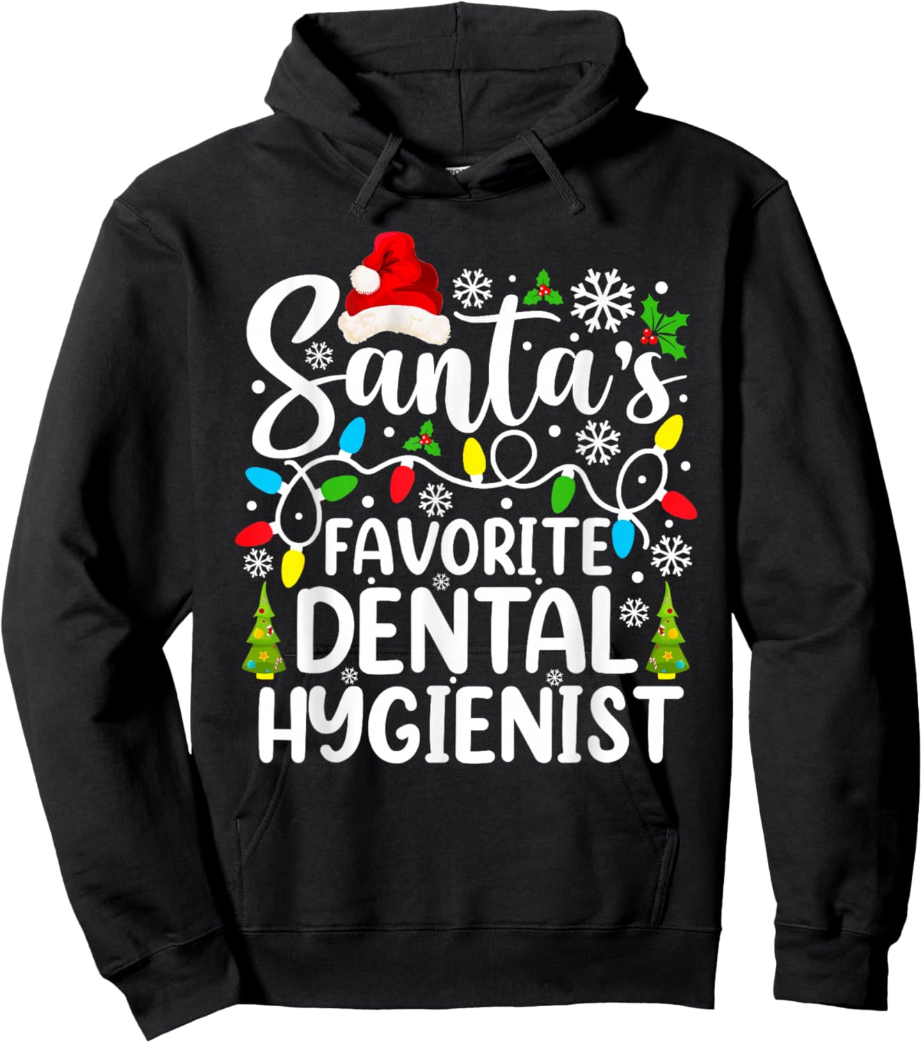 Santa's Favorite Dental Hygienist Funny Christmas Hoodie - Hoodie | Black