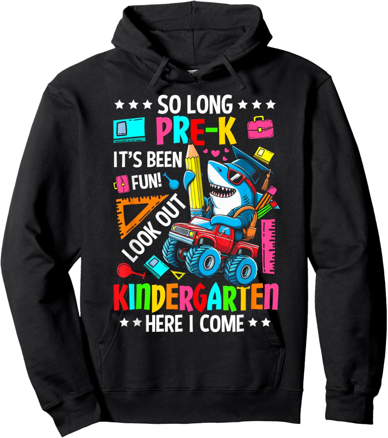 So long pre k its been fun last day of prek graduation shark Hoodie - Hoodie | Black