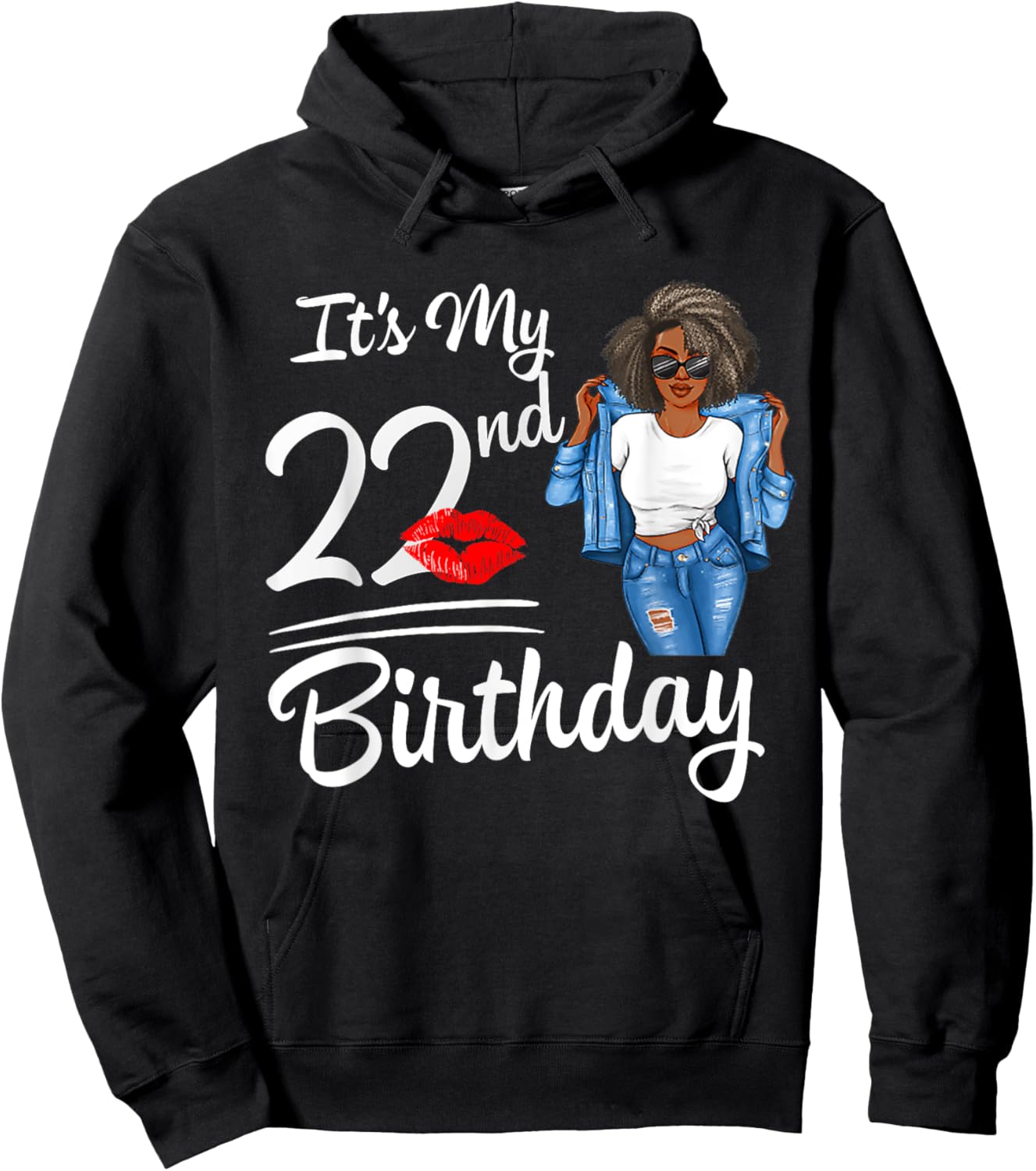It's My 22nd Birthday 22 Years Old Afro Black Melanin Women Hoodie - Hoodie | Black