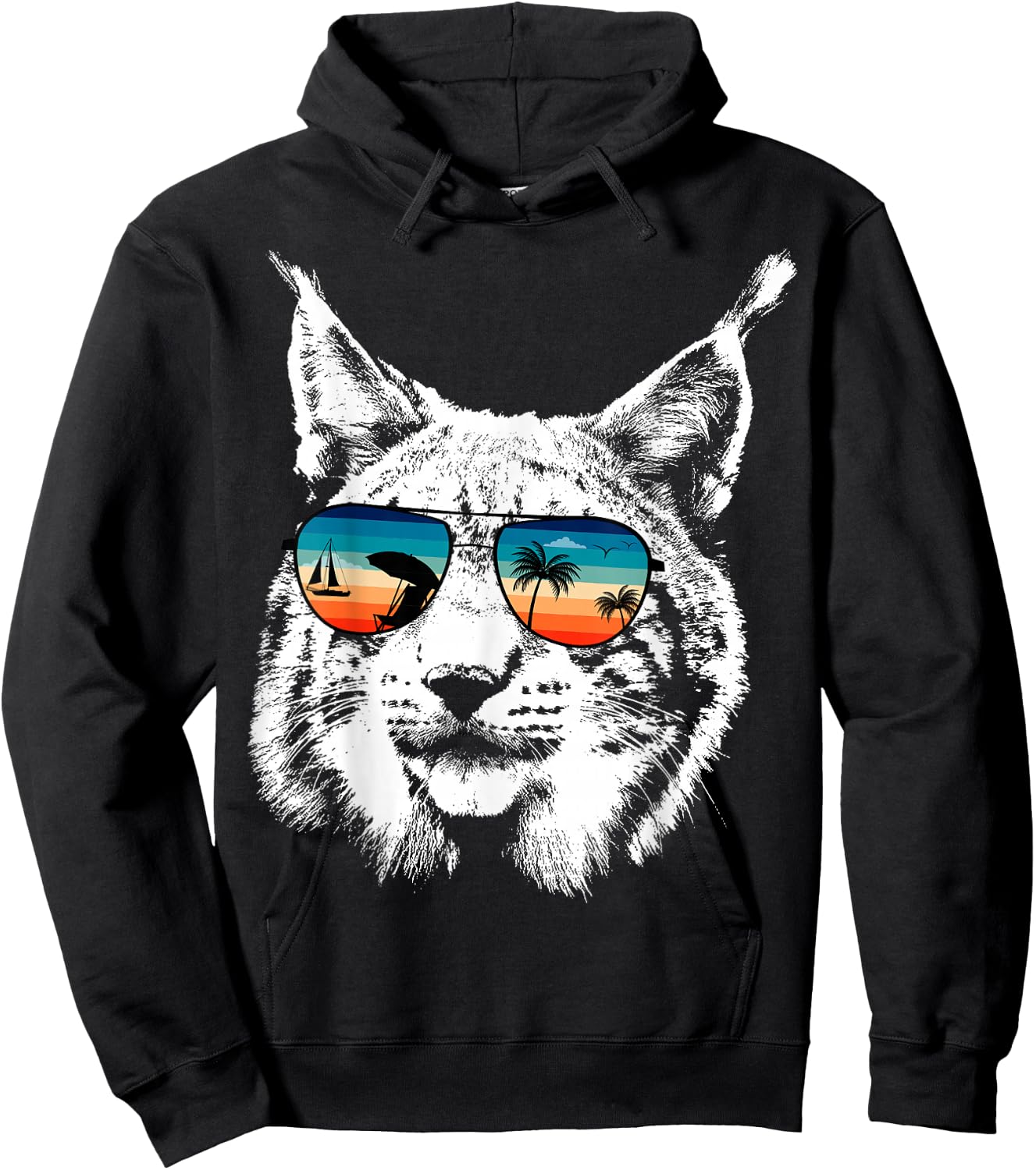 LYNX Shirts With Glasses Sunglasses Retro Style Hoodie - Hoodie | Black