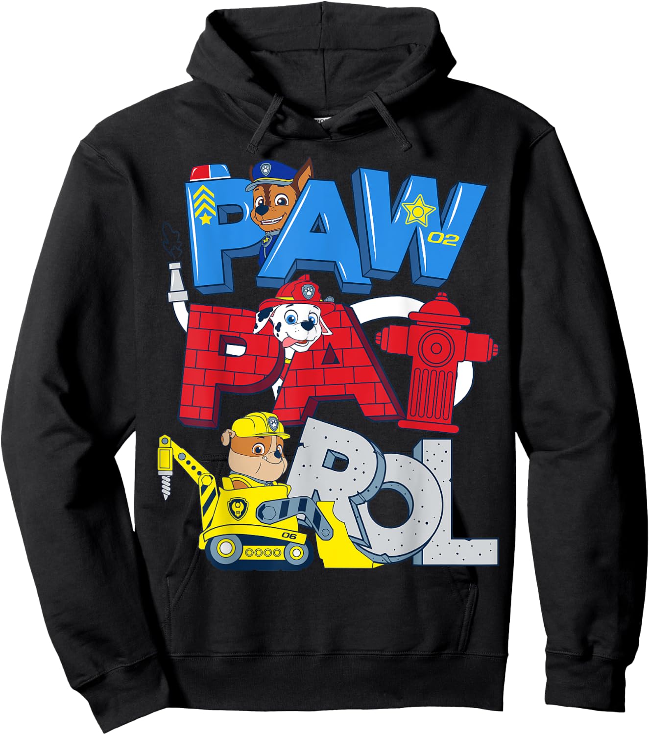 "PAW PATROL" Chase, Marshall, & Rubble's Jobs Hoodie - Hoodie | Black