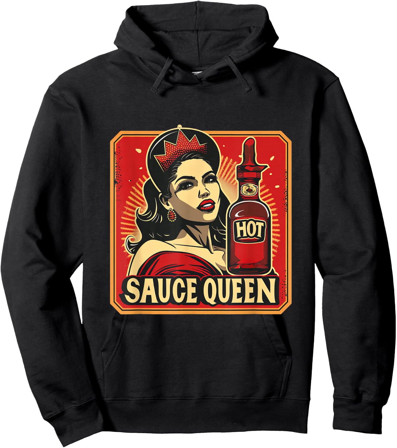 Hot Sauce Queen Sauce King Funny Spicy Food Foodie Spice Hoodie - Hoodie | Black