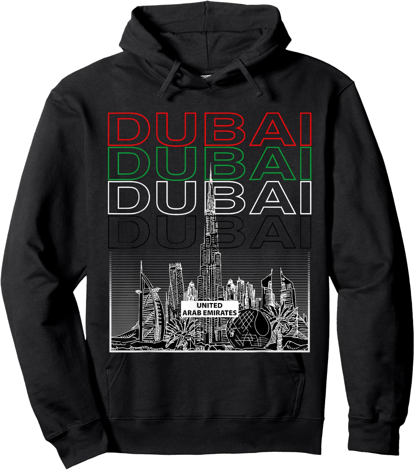 Dubai City Skyline Arab Emirates Vacation Matching Outfit Hoodie - Hoodie | Black