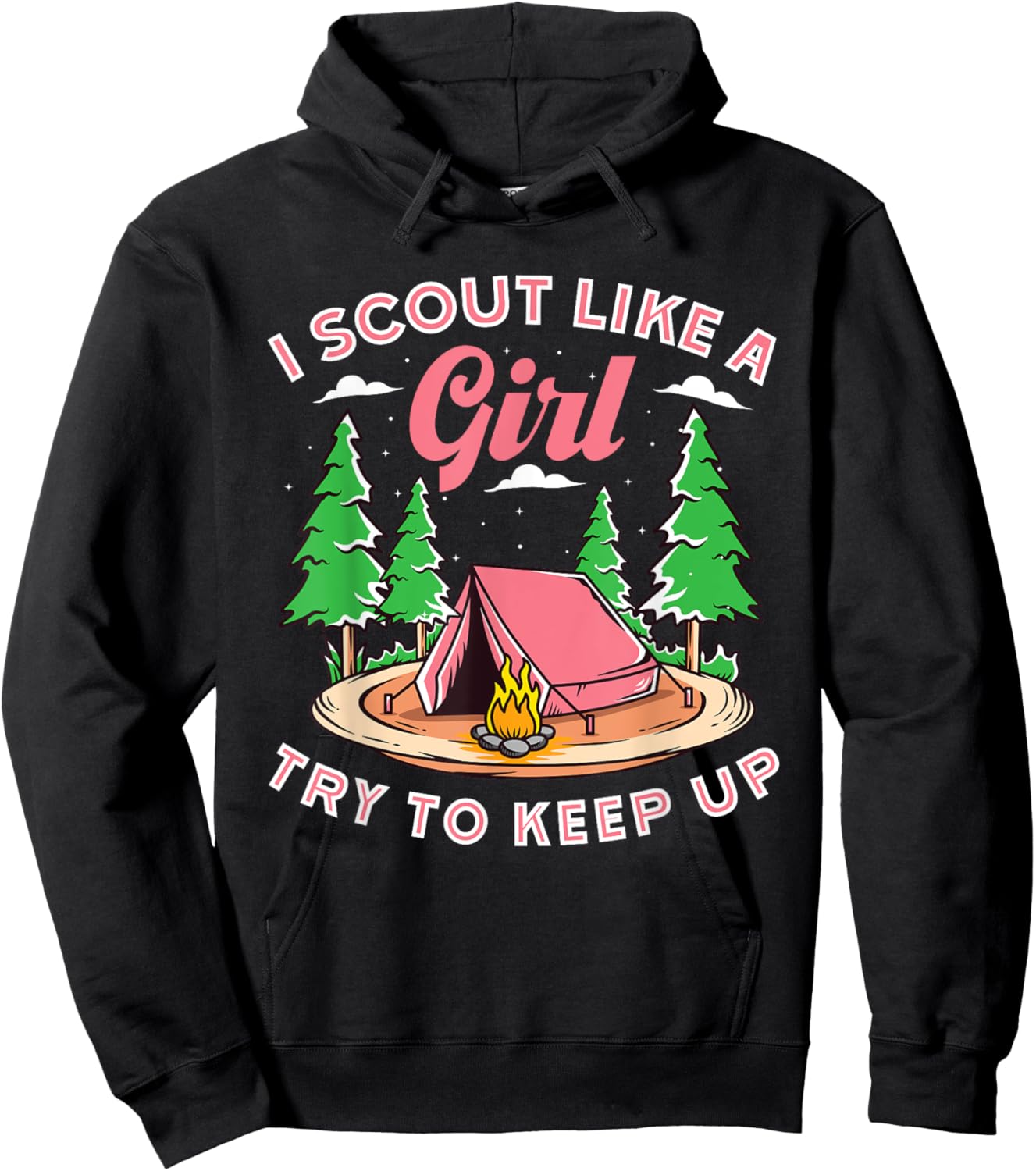 I Scout Like A Girl Try To Keep Up, Scouting Retro Hoodie - Hoodie | Black