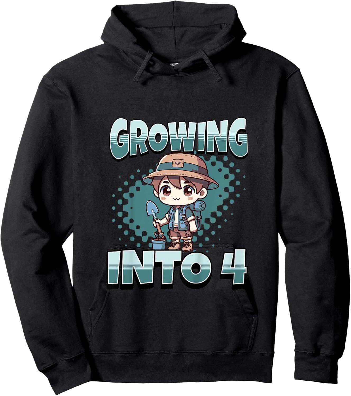 Gardening Growing Into 4 Year Old 4th Birthday Boy Hoodie - Hoodie | Black