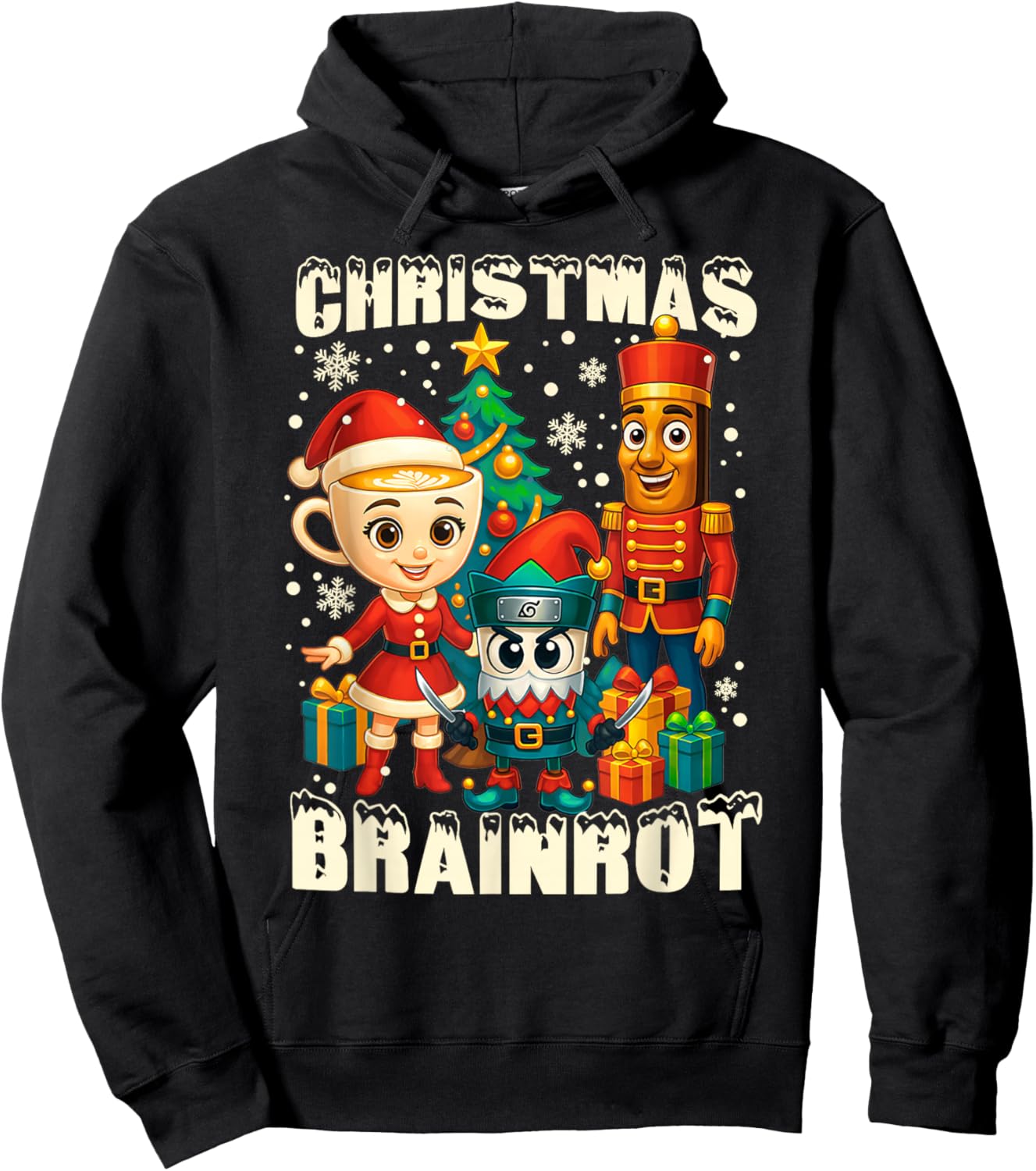 Funny Christmas Italian Brain Rot Italian Brainrot Boy Kids Hoodie - Hoodie | Black
