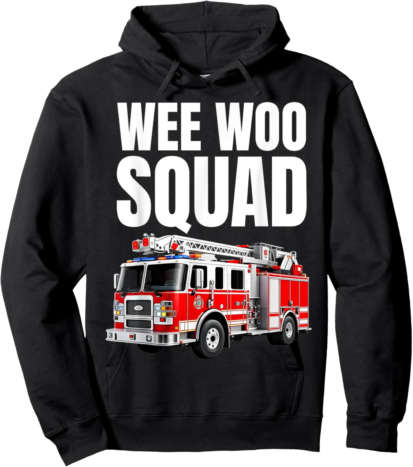 Funny Wee Woo Squad Fire Truck Design for Kids and Adults Hoodie - Hoodie | Black