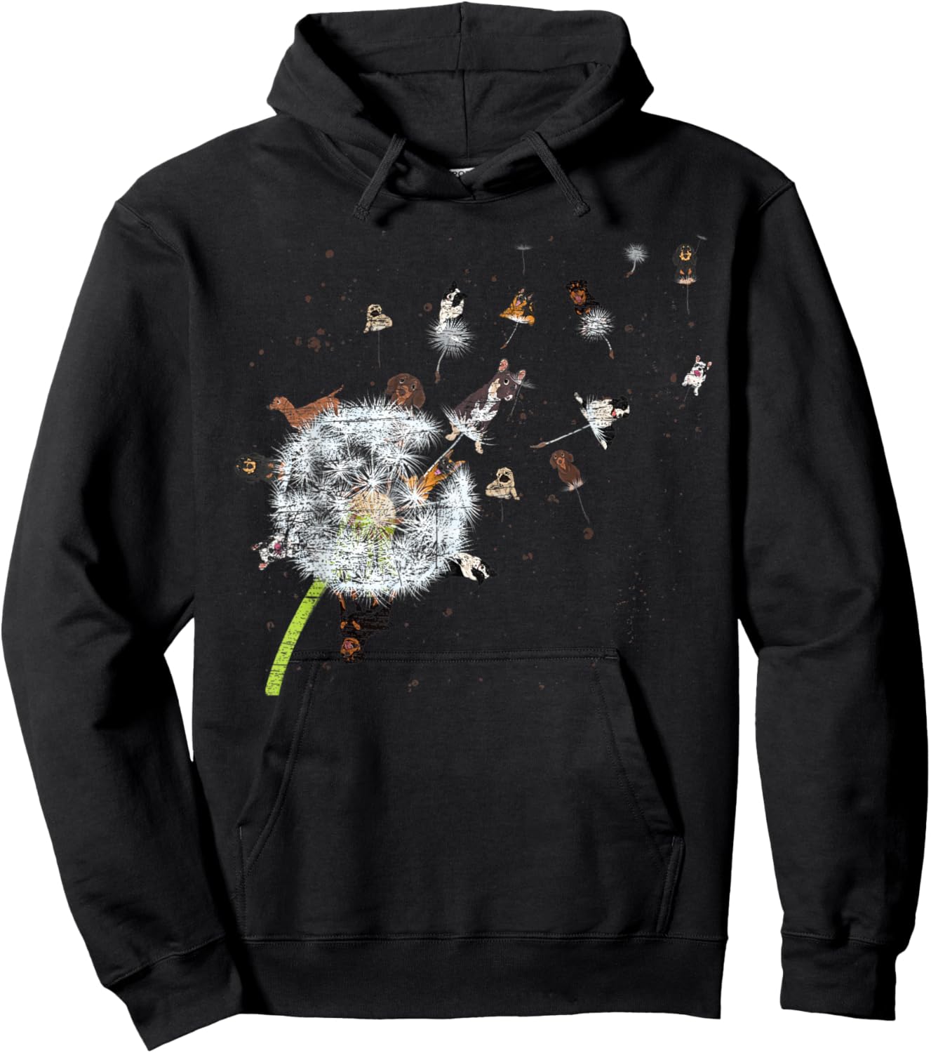 Puppy Dandelion Dog Lover Dog Owner Flower Animal Dog Women Kids Hoodie - Hoodie | Black