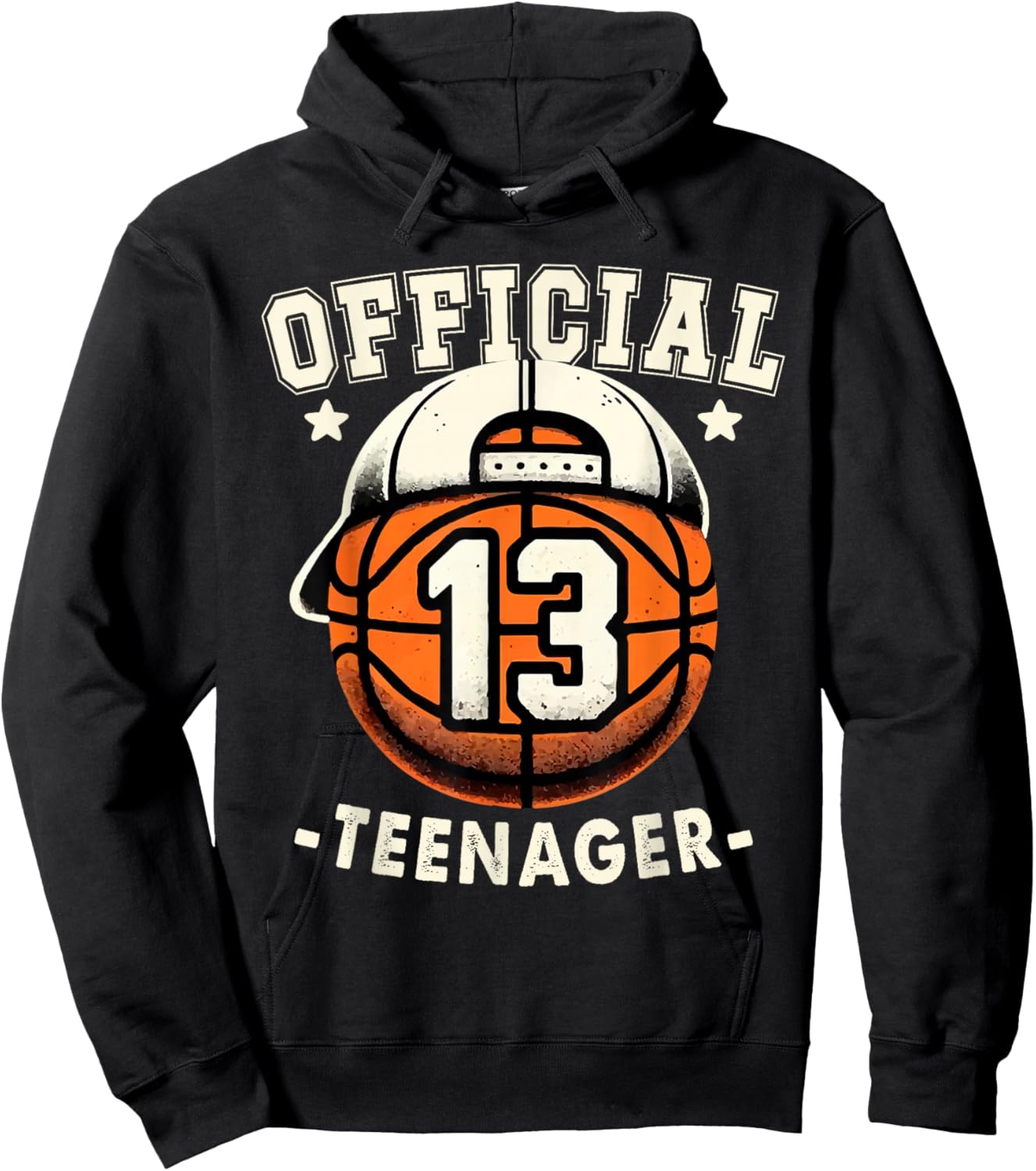 Official Teenager 13th Birthday 13 Year Boy Basketball Bday Hoodie - Hoodie | Black