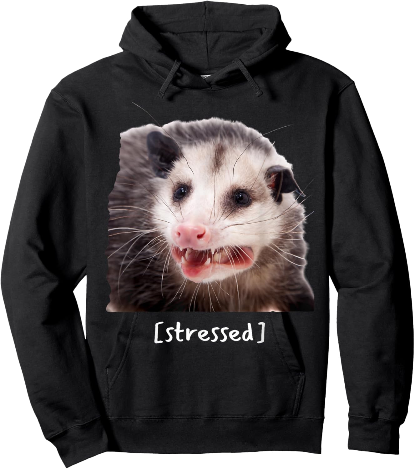 Opossum Stressed Funny Street Cat Meme Men Women Hoodie - Hoodie | Black