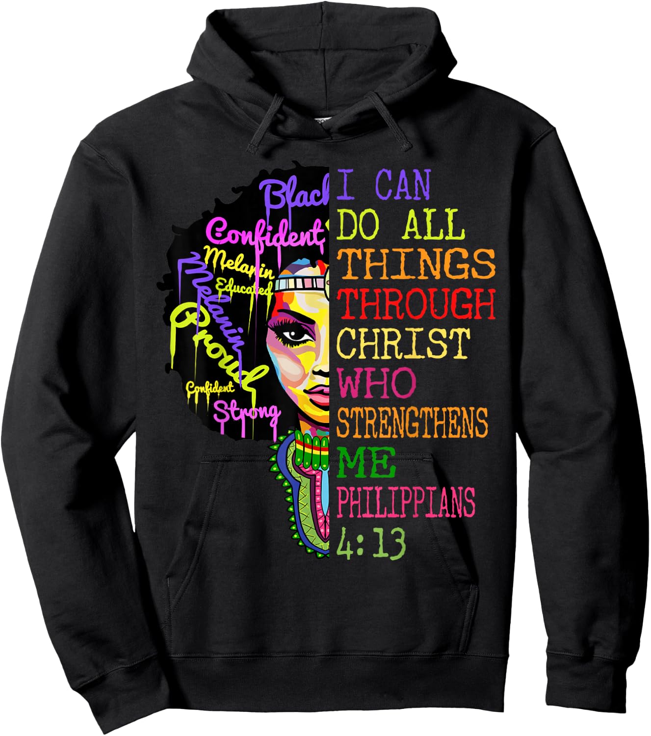 I Can Do All Through Christ Shirt Black Woman Faith Hoodie - Hoodie | Black