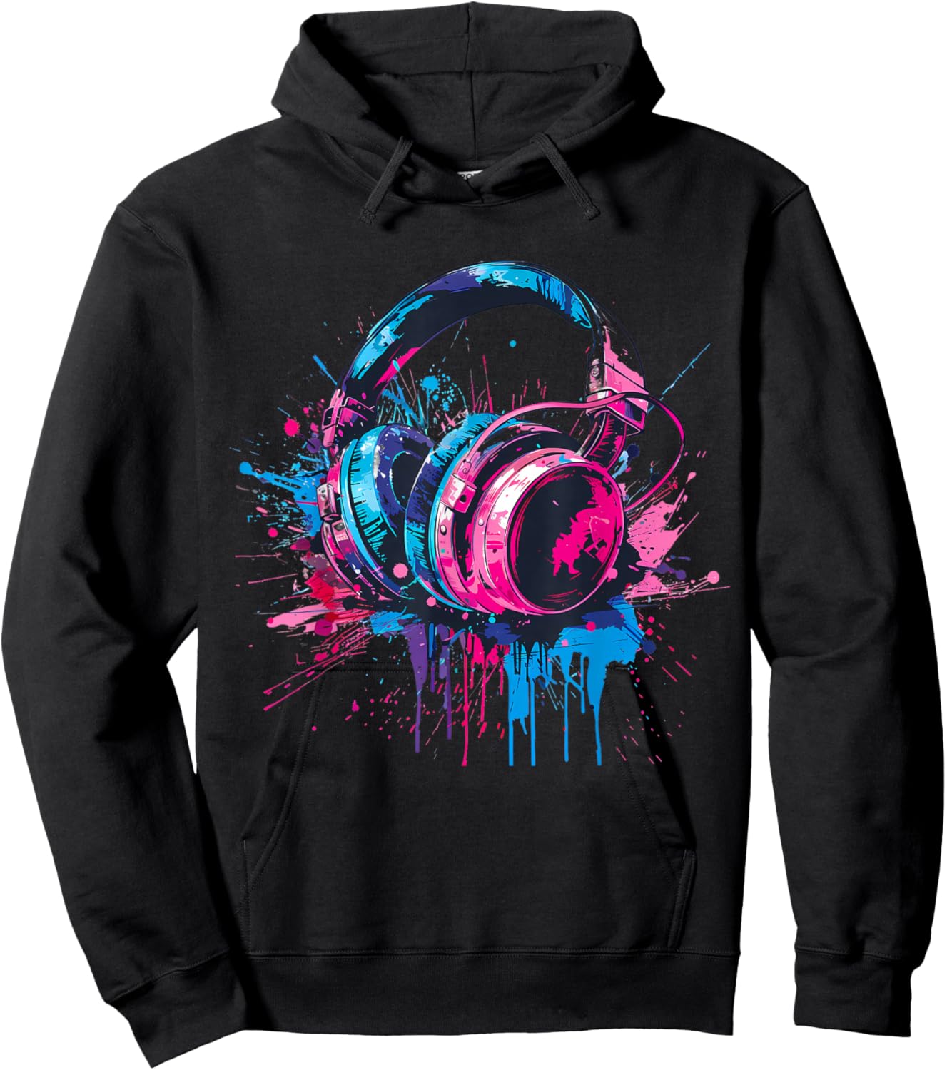 Headphones Music DJ Splash Music Lover Music Headphones EDM Hoodie - Hoodie | Black