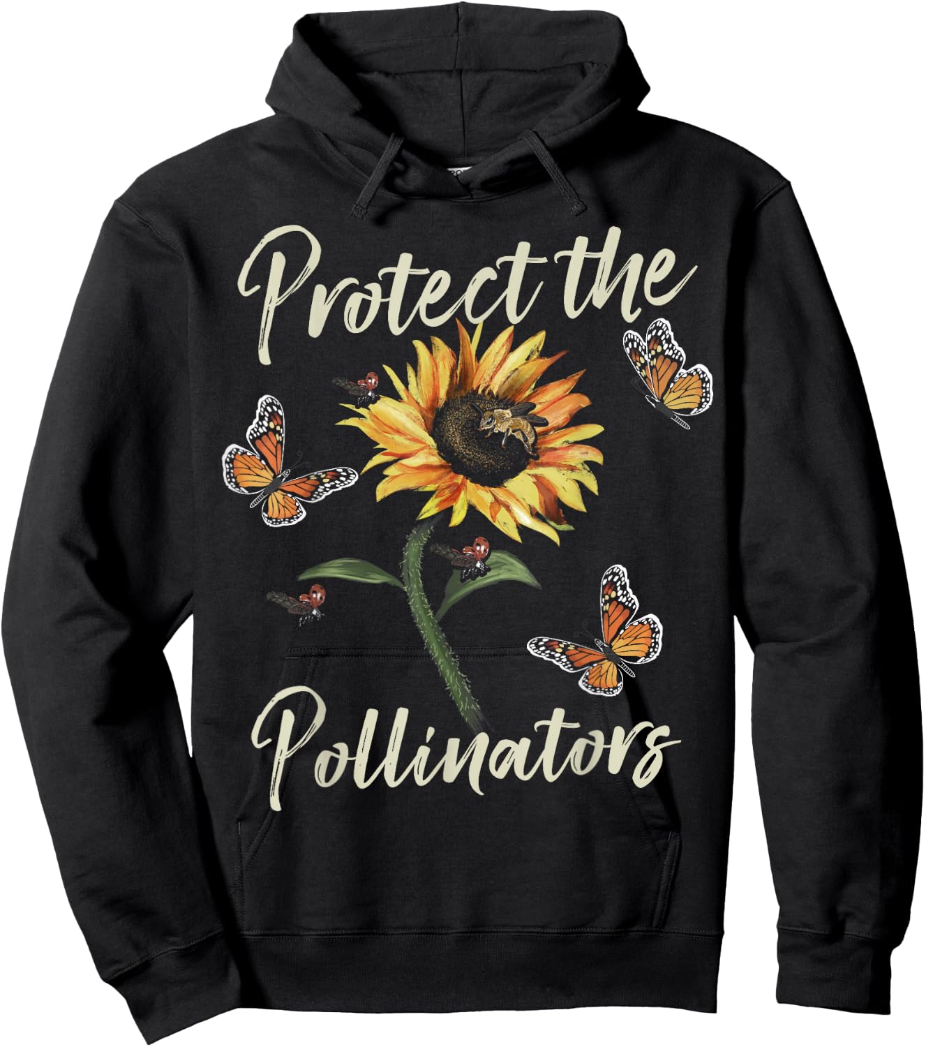 Cool Protect Pollinators Save the bees Sunflower T Hoodie - Hoodie | Black