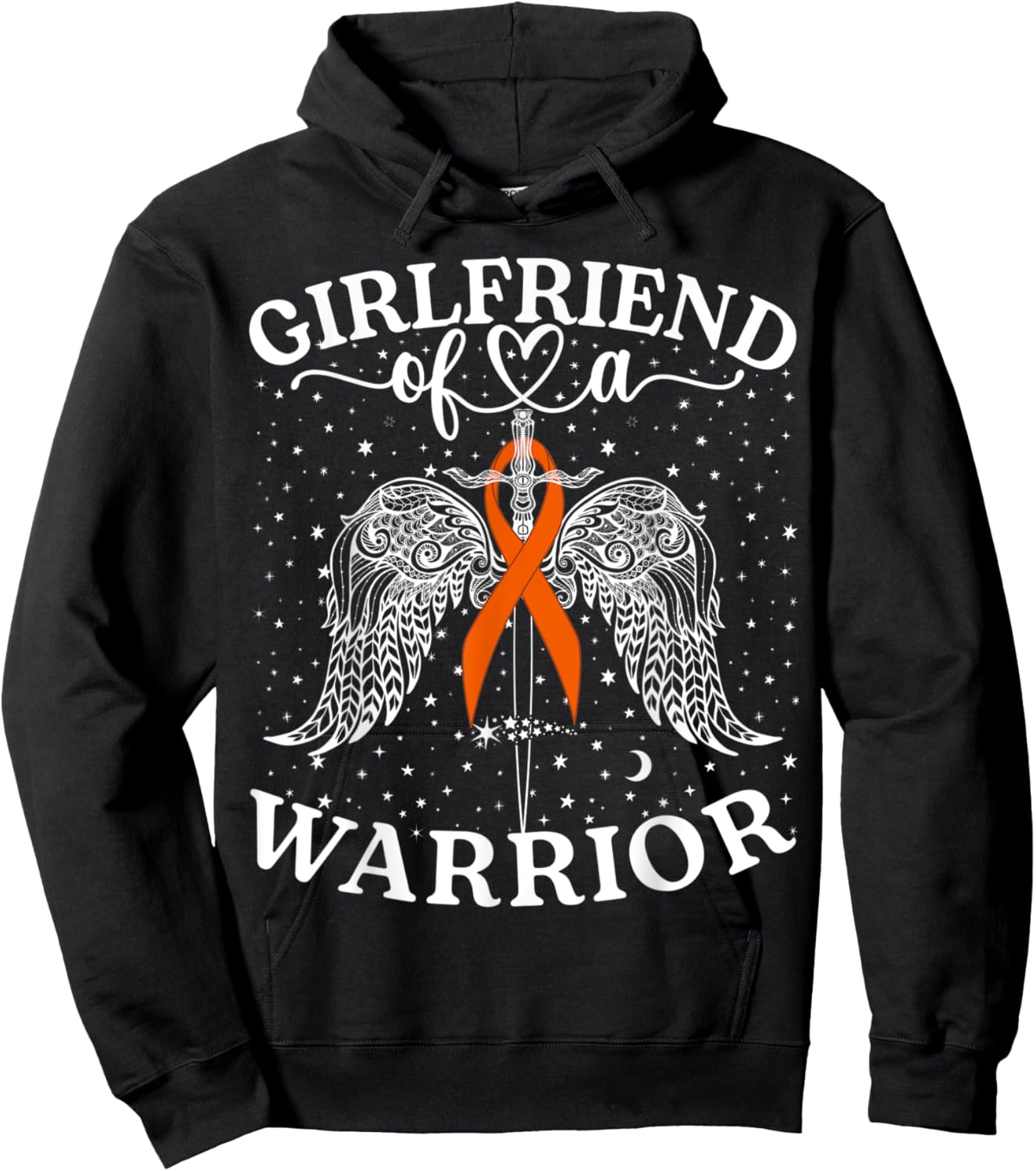 Girlfriend Of A Warrior Kidney Cancer Awareness Support Hoodie - Hoodie | Black