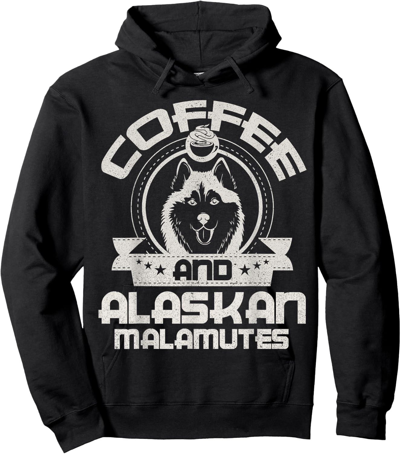 Coffee And Alaskan Malamute Coffee Drinking Dog Owner Lover Hoodie - Hoodie | Black