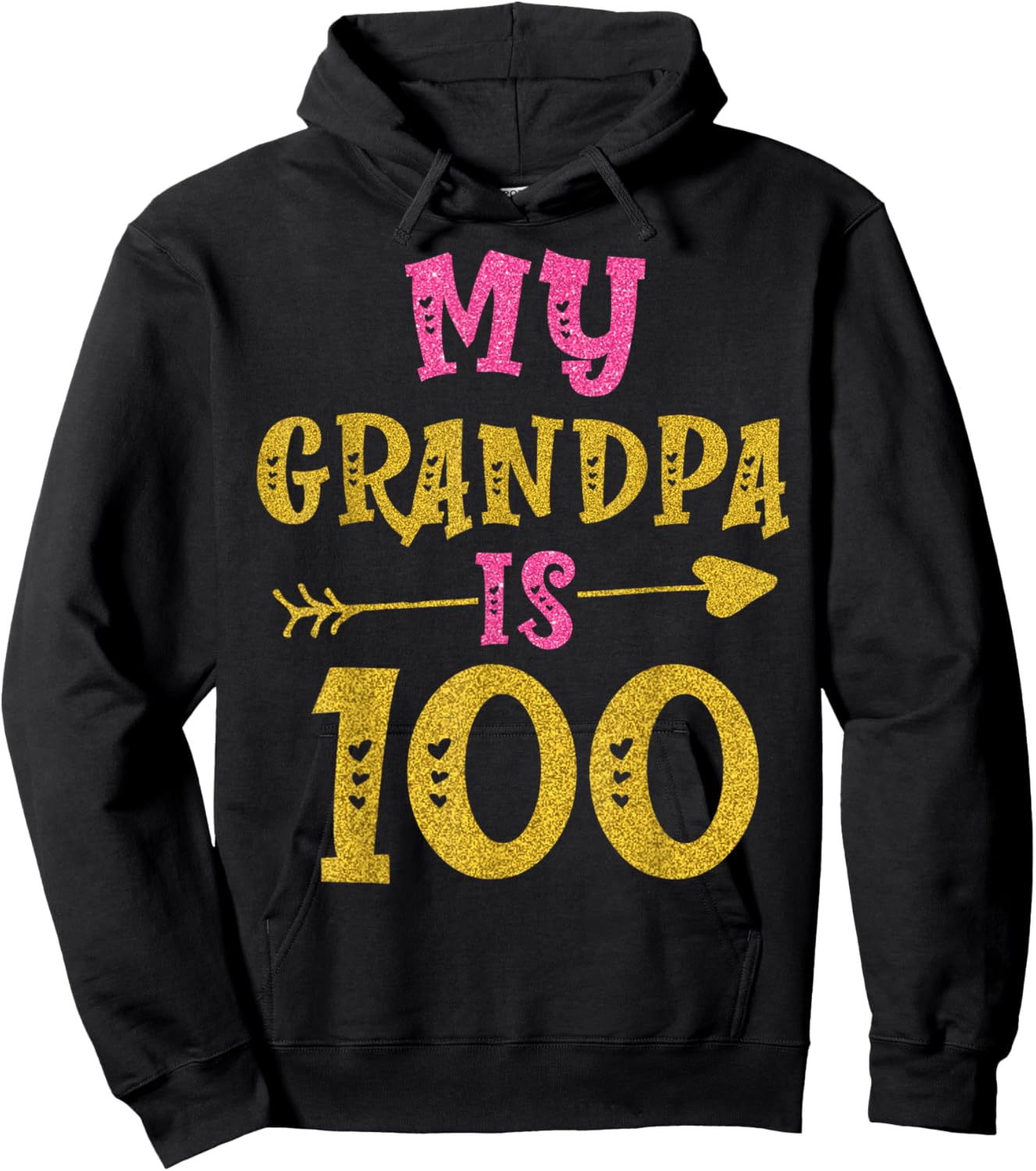 Hearts 100th Bday For Grandpa From Grandchild Hoodie - Hoodie | Black