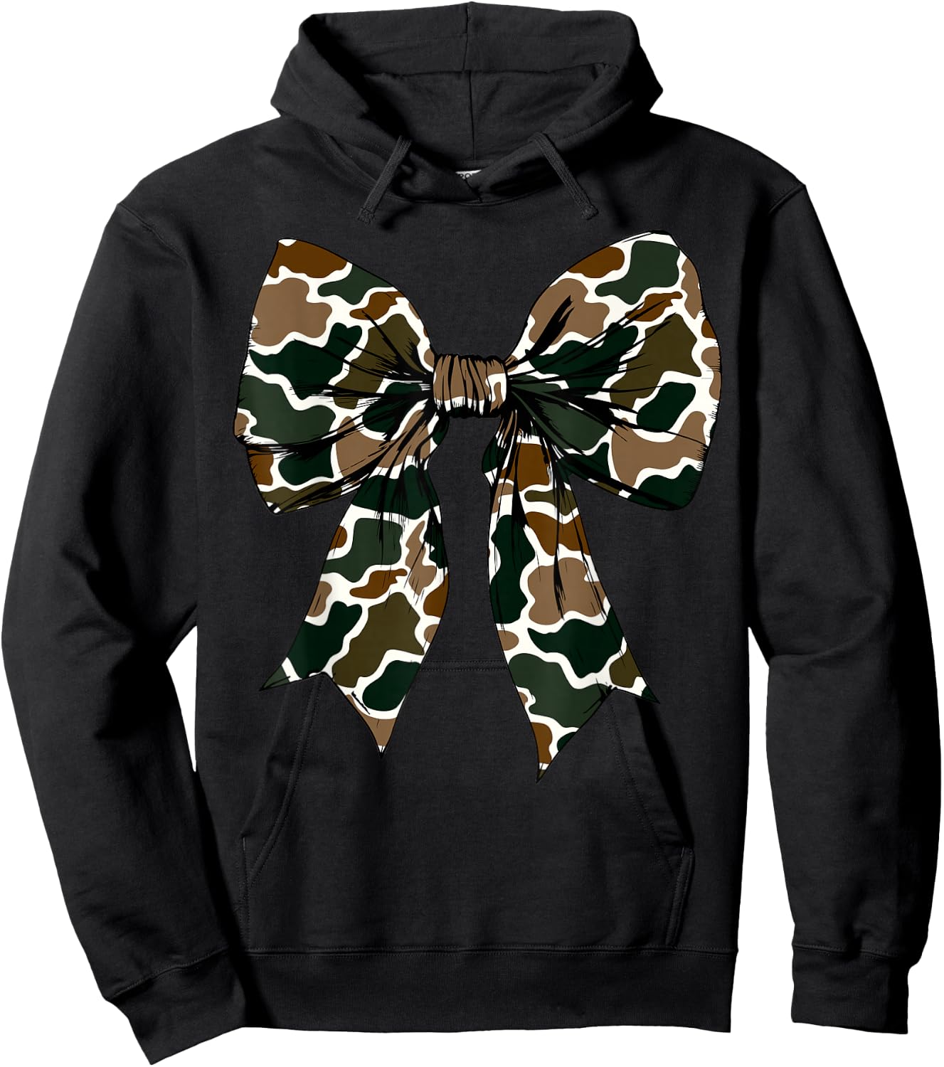 Old School Camouflage Coquette Bow Fall Hunting Military Hoodie - Hoodie | Black