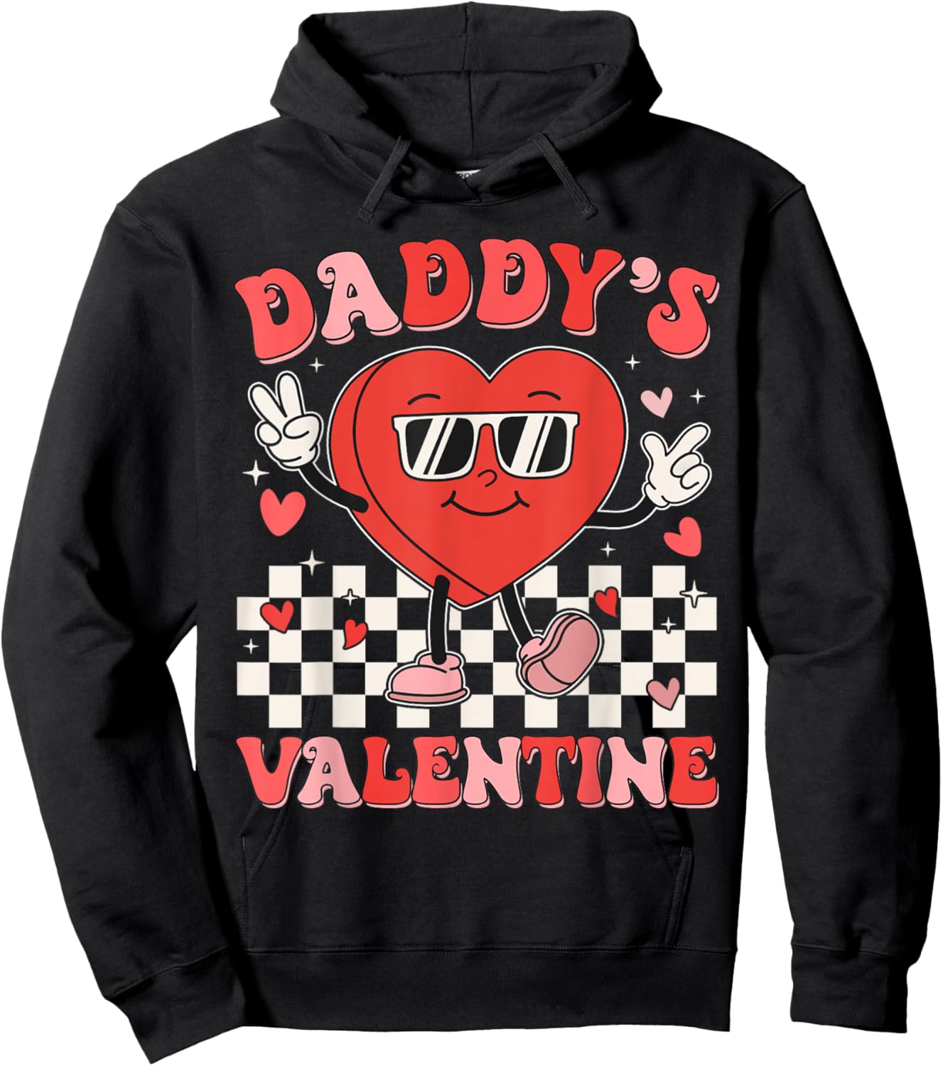 Daddy Is My Valentines Day Kid Girl Toddler Valentine's Day Hoodie - Hoodie | Black