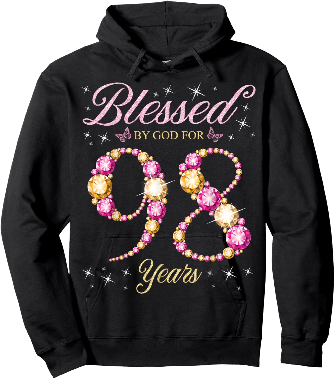 Blessed By God For 98 Years Old 98th Birthday Party Hoodie - Hoodie | Black