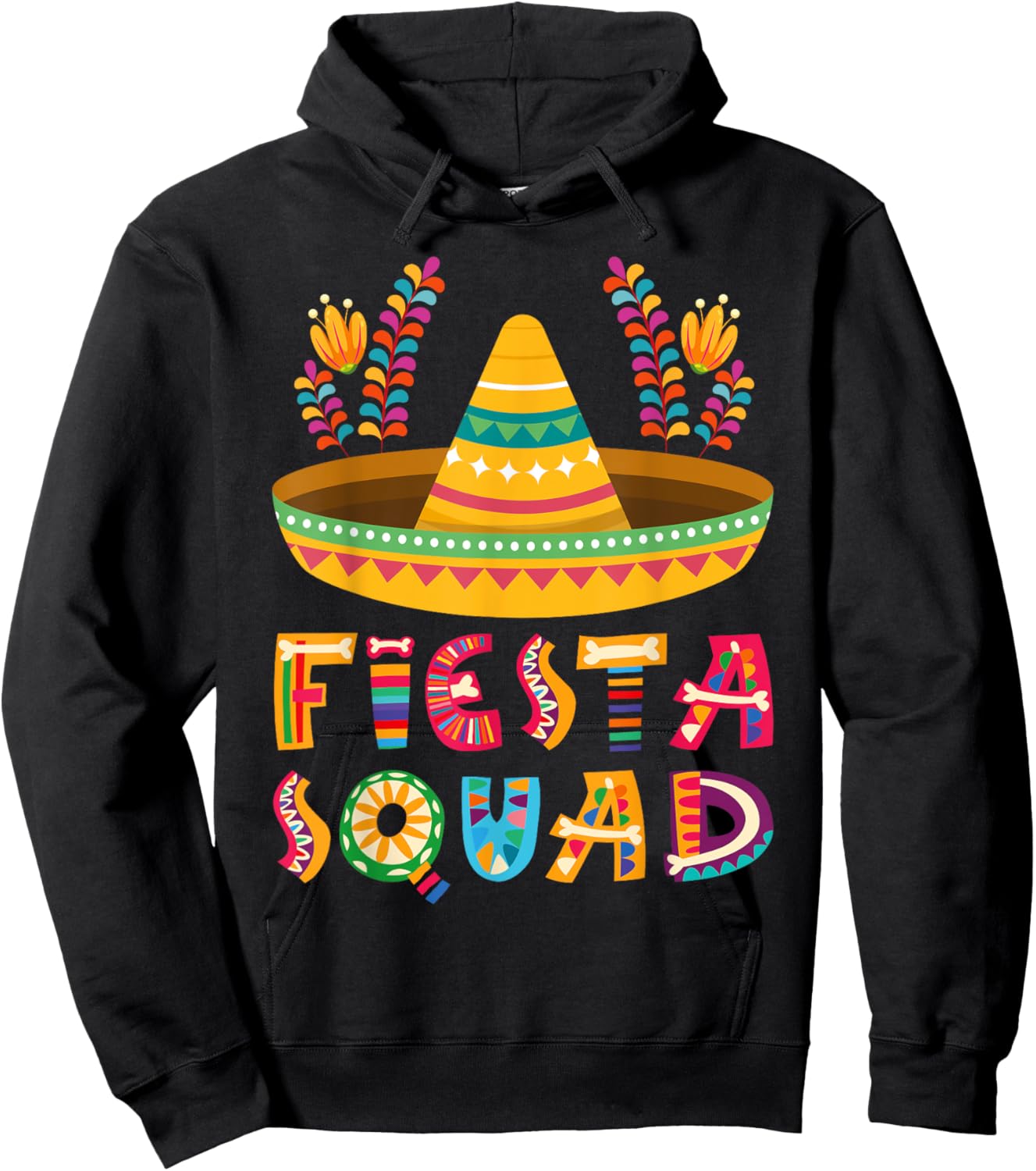 Cinco de Mayo , Fiesta Squad Mexican Party Cinco de mayo Hoodie - Hoodie | Black