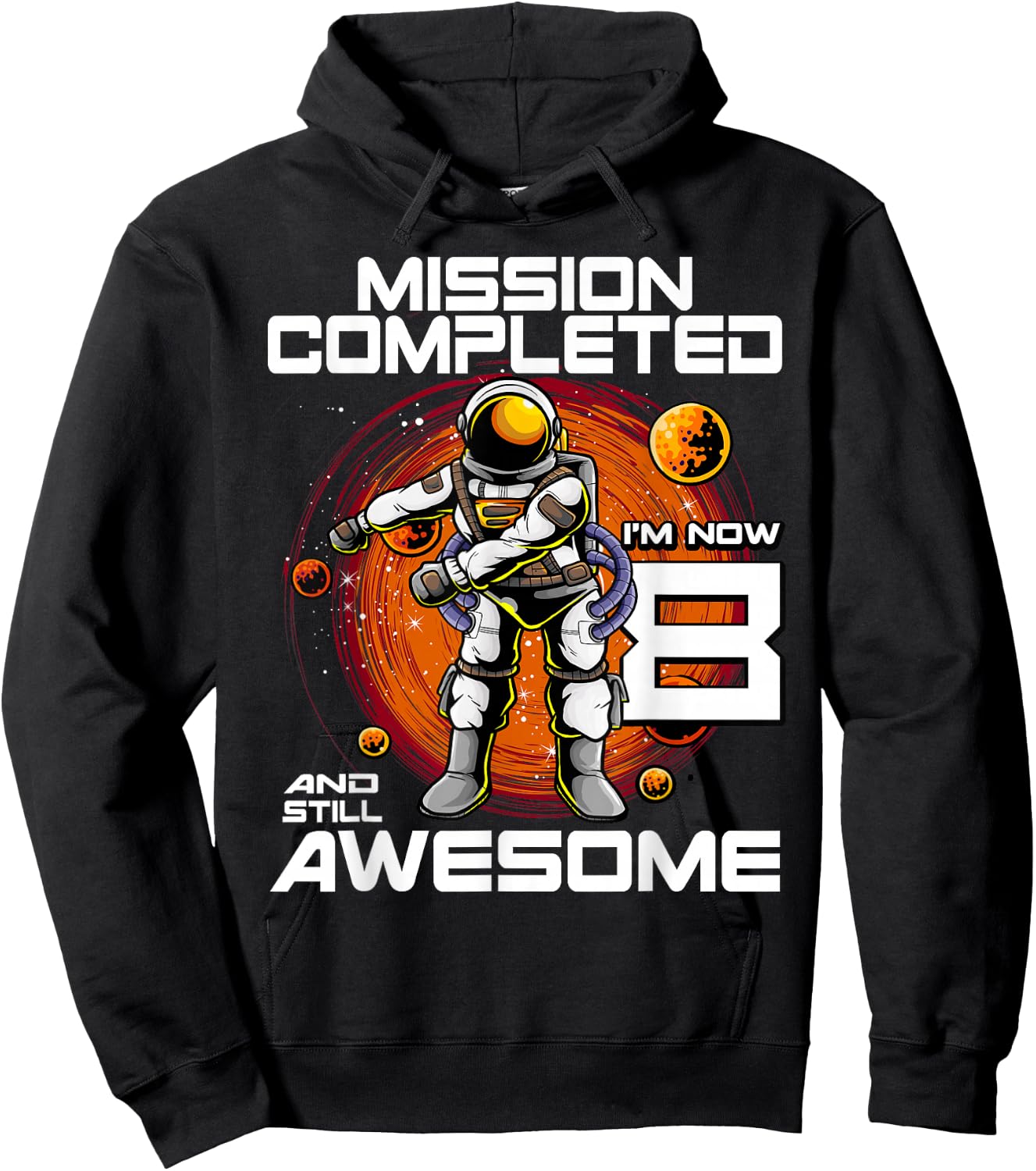 8th Birthday Astronaut 8 Years Old Outer Space Birthday Hoodie - Hoodie | Black