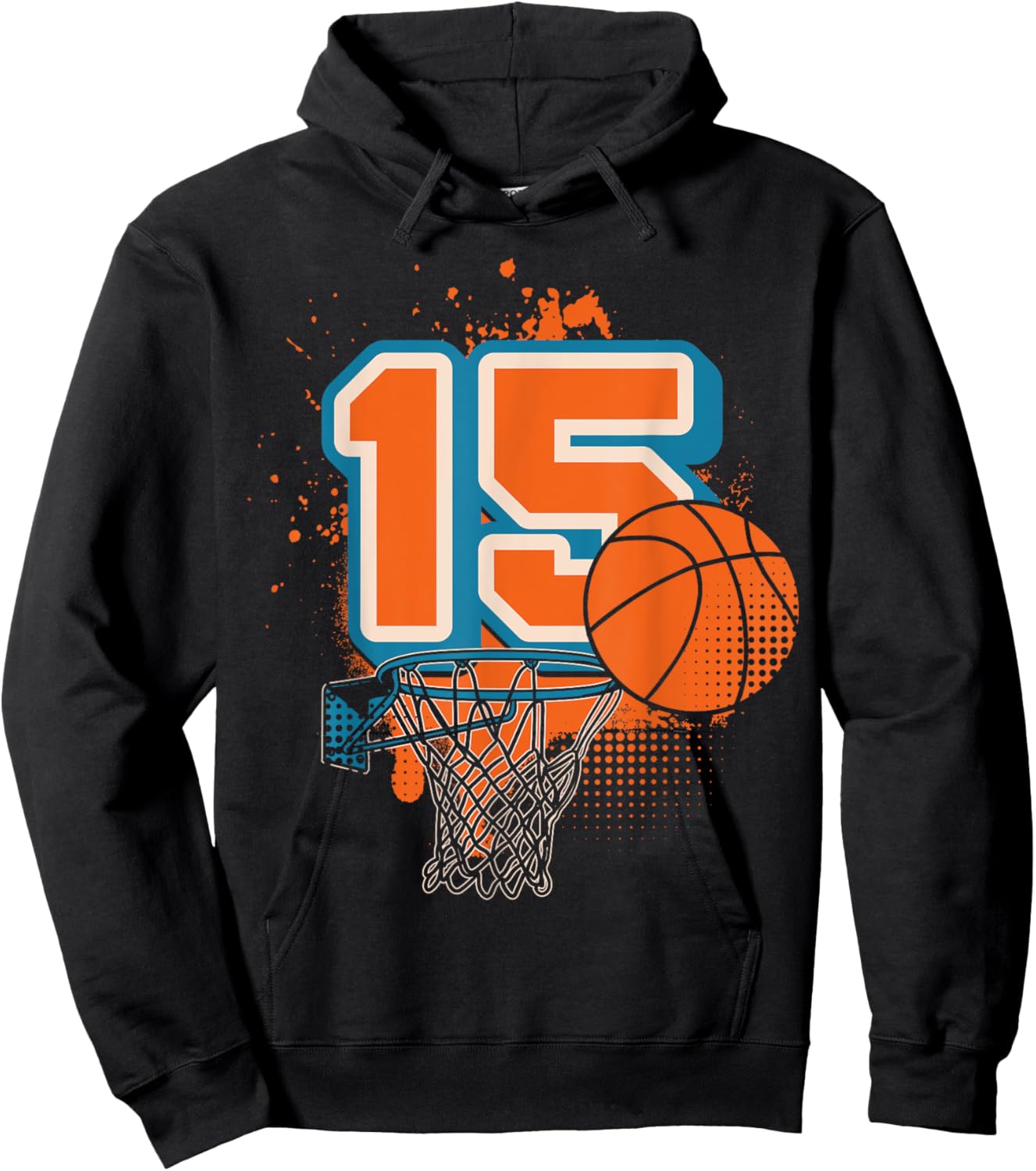 15th Birthday Boy Basketball Player Basketball 15 Years Old Hoodie - Hoodie | Black