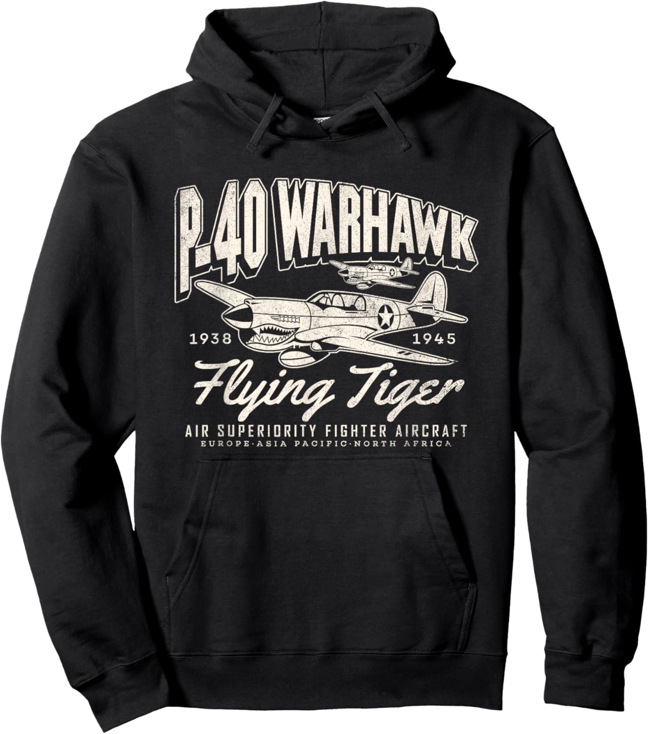 P-40 Warhawk Legendary Flying Tiger's Fighter Plane Warbirds Hoodie - Hoodie | Black