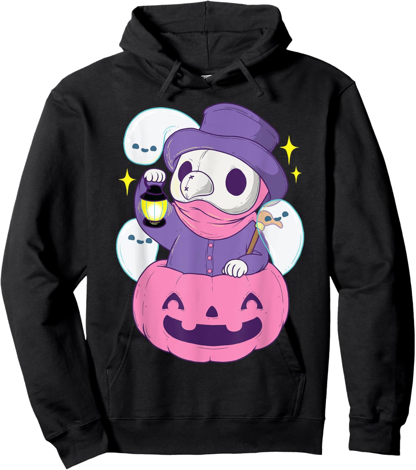 Pastel Goth Plague Doctor Shirt Pumpkin Halloween Occult Hoodie - Hoodie | Black