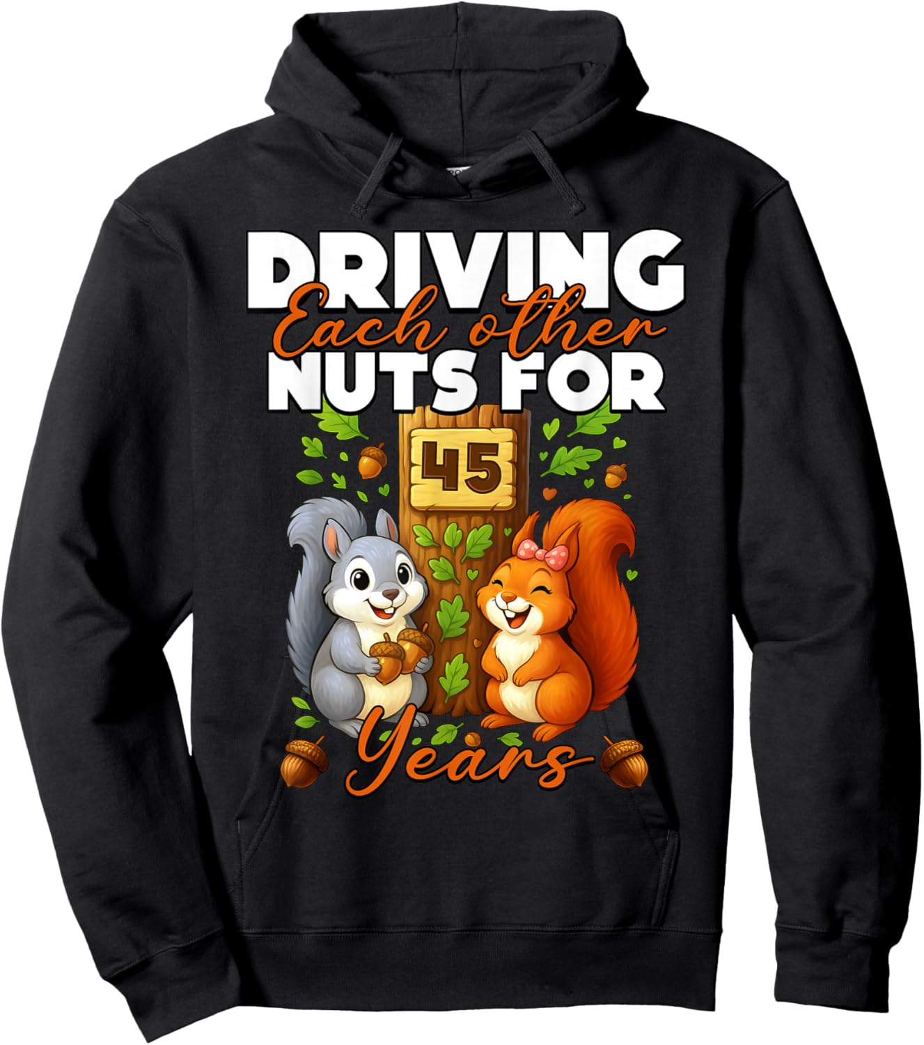45 Years Couple 45th Wedding Anniversary Matching Squirrel Hoodie - Hoodie | Black
