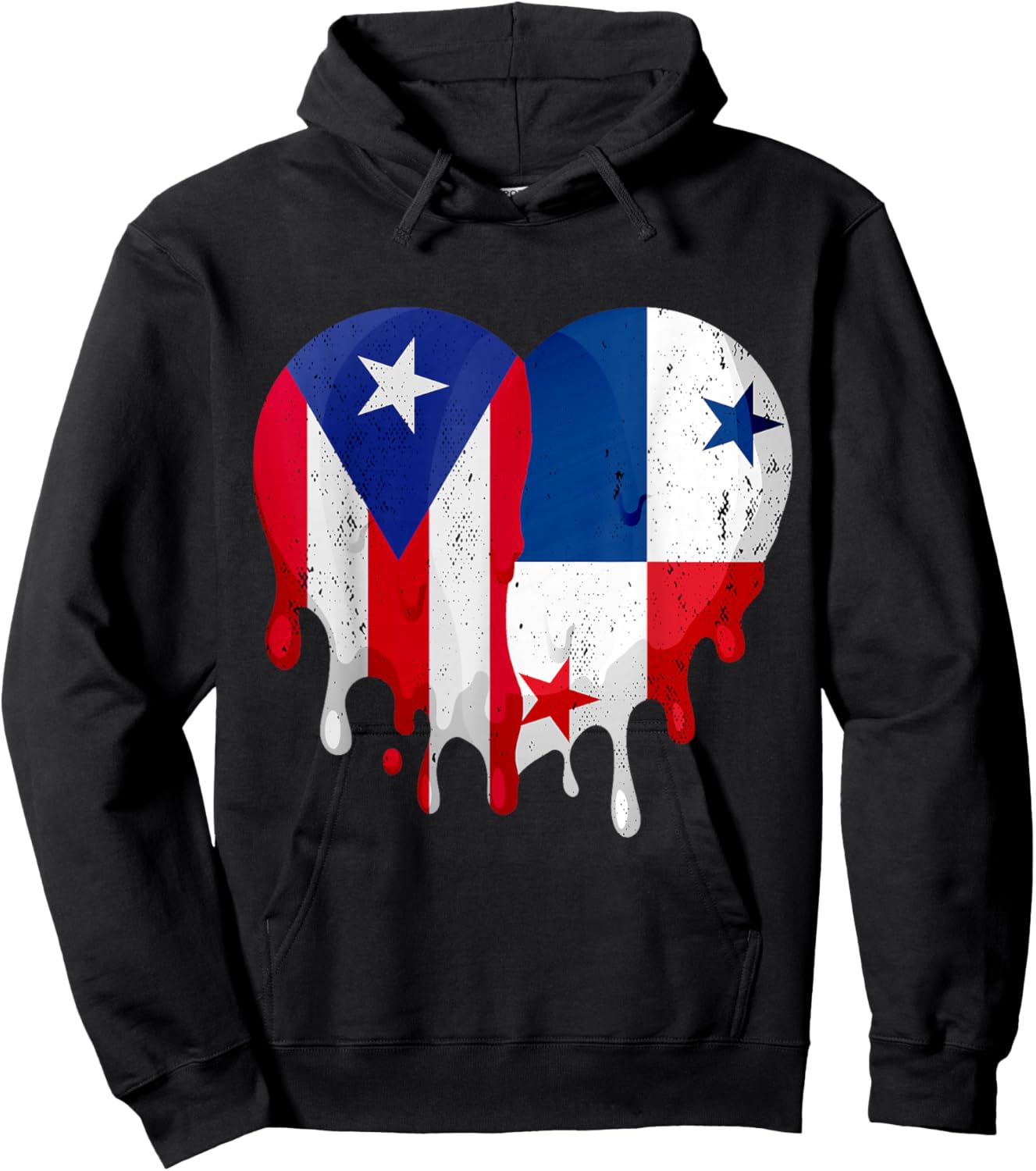 Puerto Rico Panama Flag Heart Citizen Grown Patriot Country Hoodie - Hoodie | Black