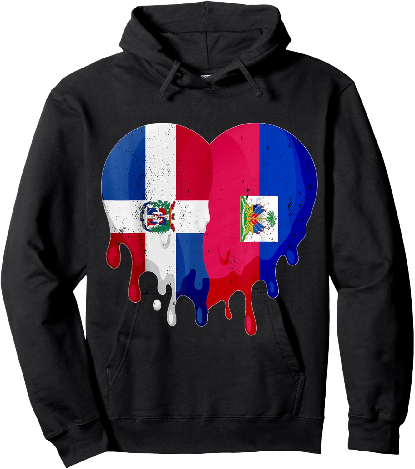 Dominican Republic Haiti Flag Heart Citizen Patriot Hoodie - Hoodie | Black