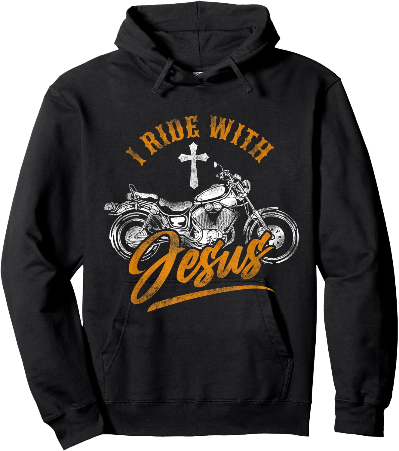 Christian Motorcycle Biker I Ride With Jesus Faith Hoodie - Hoodie | Black