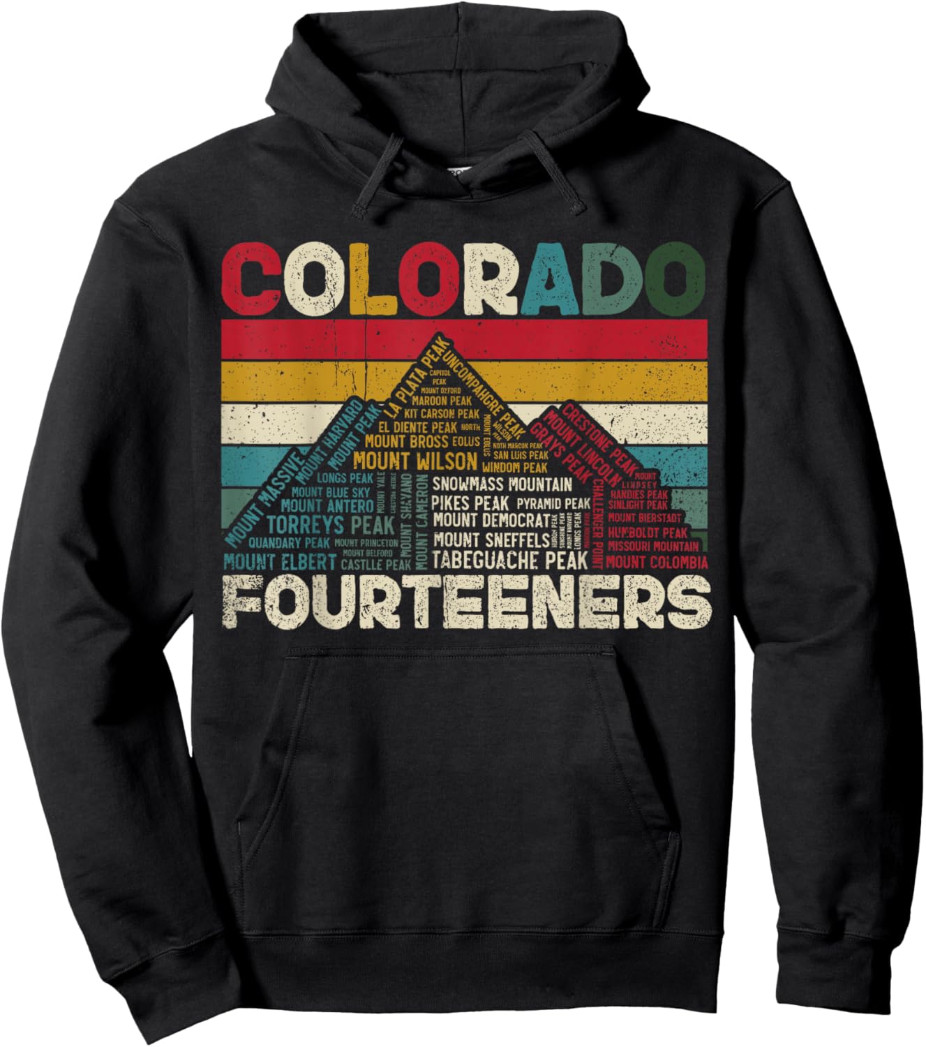 Colorado 14ers - Fourteeners - Rocky Mountain State Hiker Hoodie - Hoodie | Black