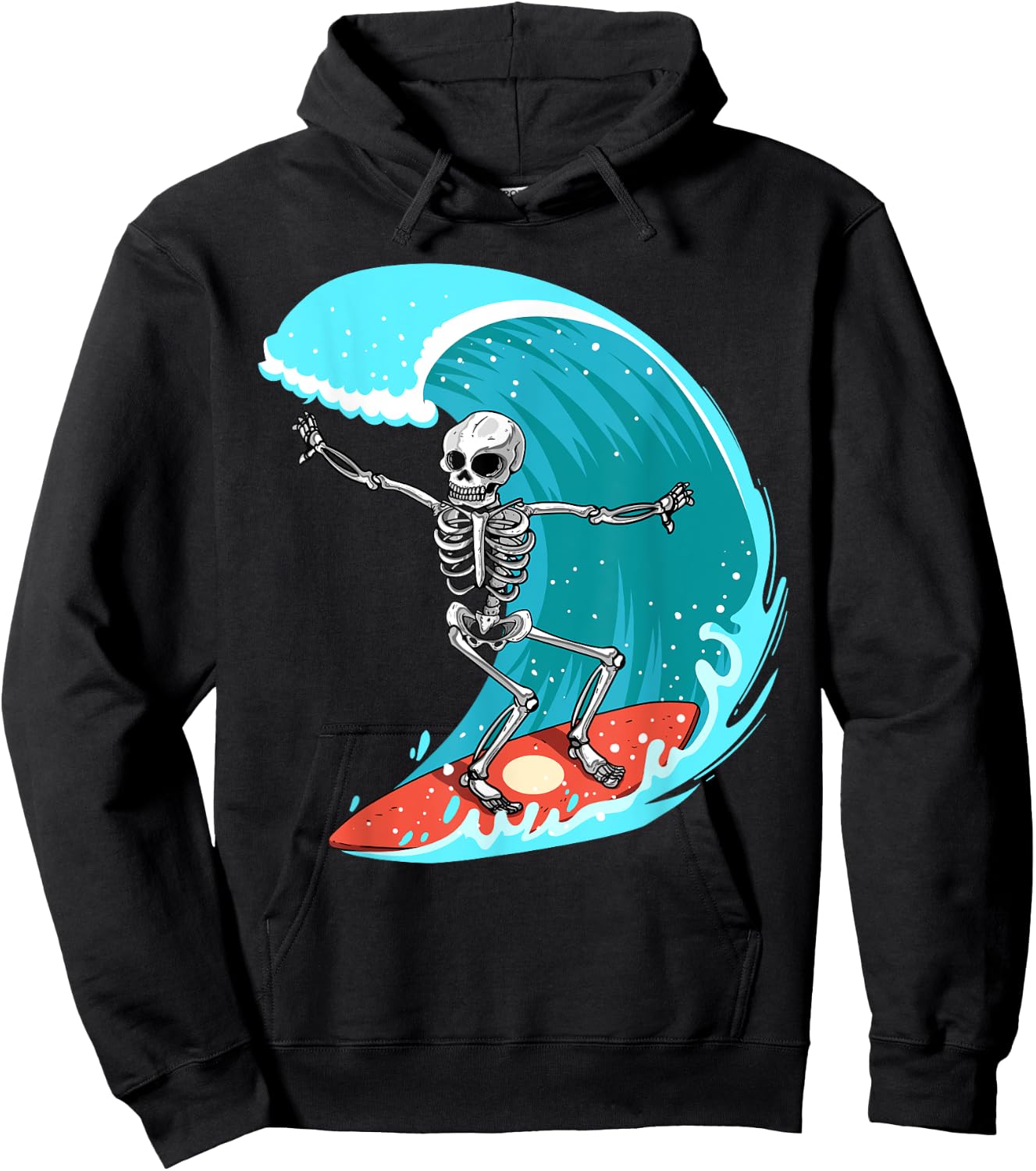 Skeleton Surfer Halloween Funny Wave Surfing Surf Costume Hoodie - Hoodie | Black