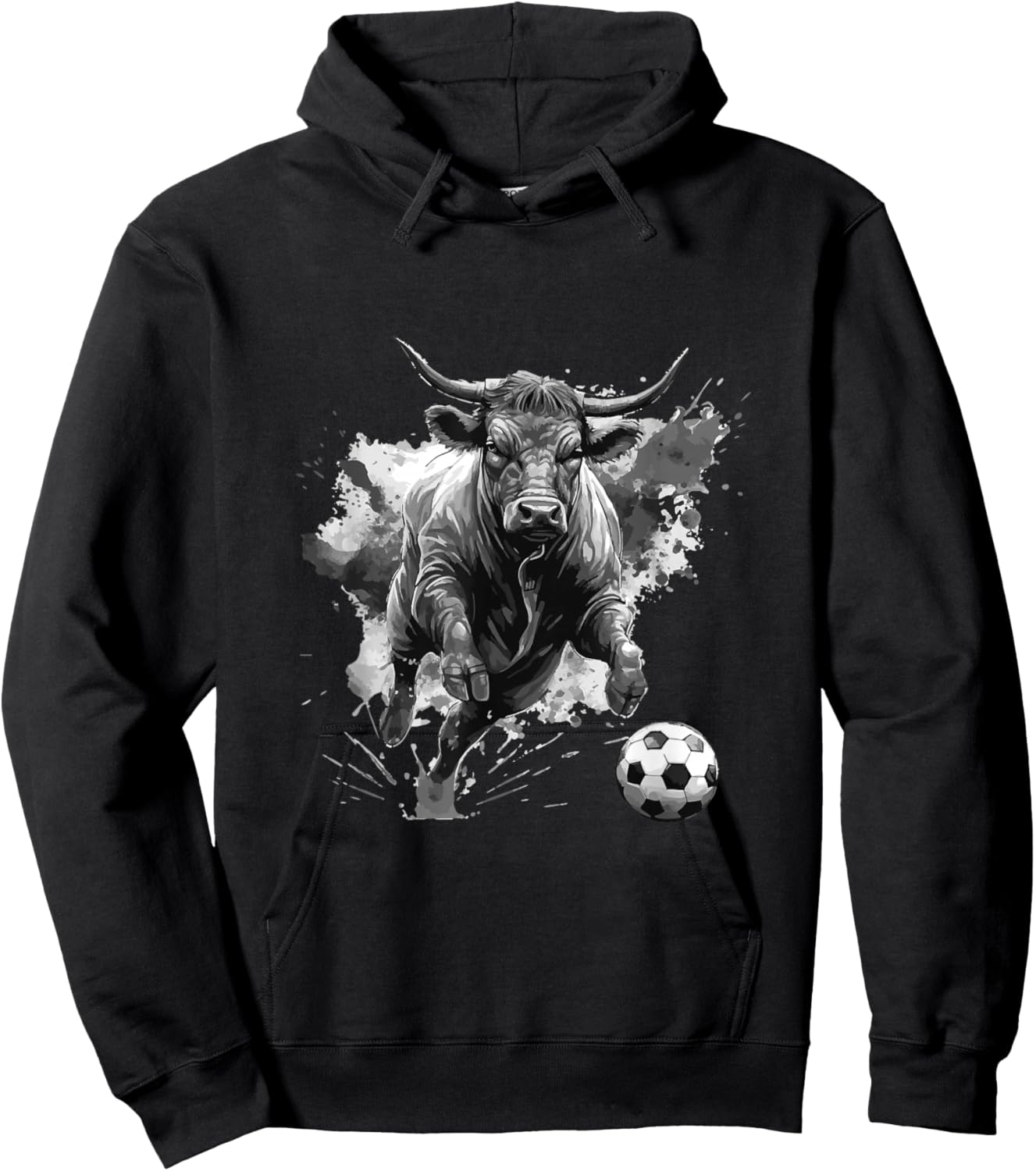 Bull Playing Soccer Animal Hoodie - Hoodie | Black