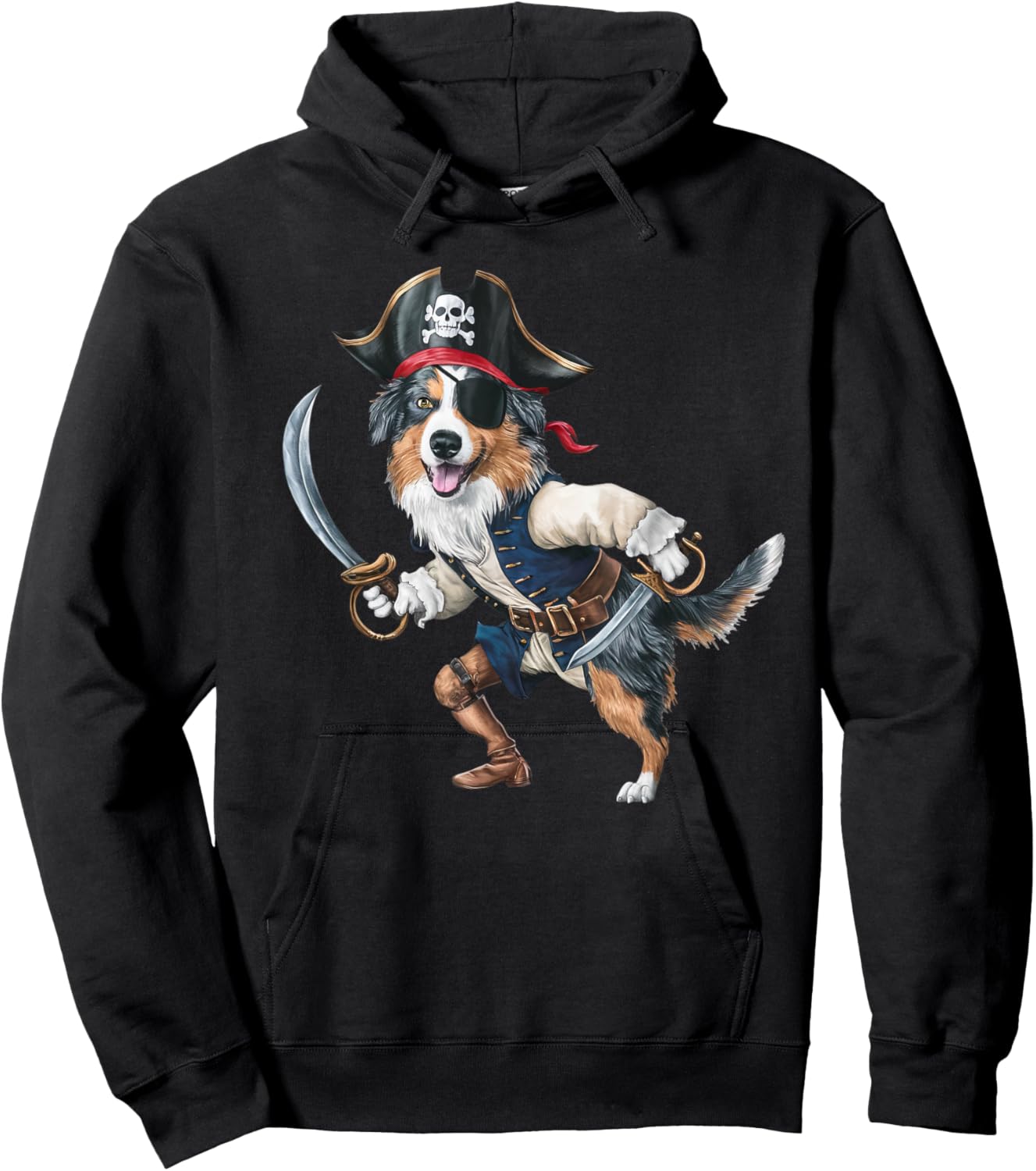 Australian Shepherd Pirate Halloween Kids Pirate Hoodie - Hoodie | Black
