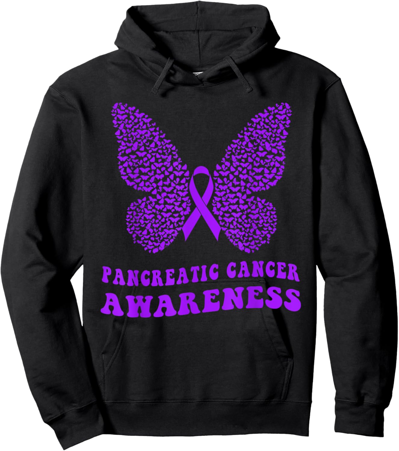 Pancreatic Cancer Awareness Purple Ribbon Hoodie - Hoodie | Black