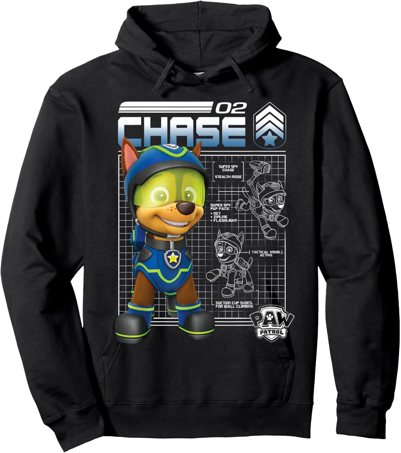 Paw Patrol Police Pup Chase Blueprint Hoodie - Hoodie | Black