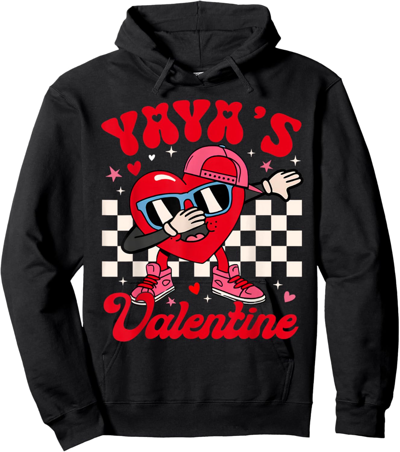 Groovy Dabbing Heart Yaya’s Valentine Boy Girl Men Women Hoodie - Hoodie | Black