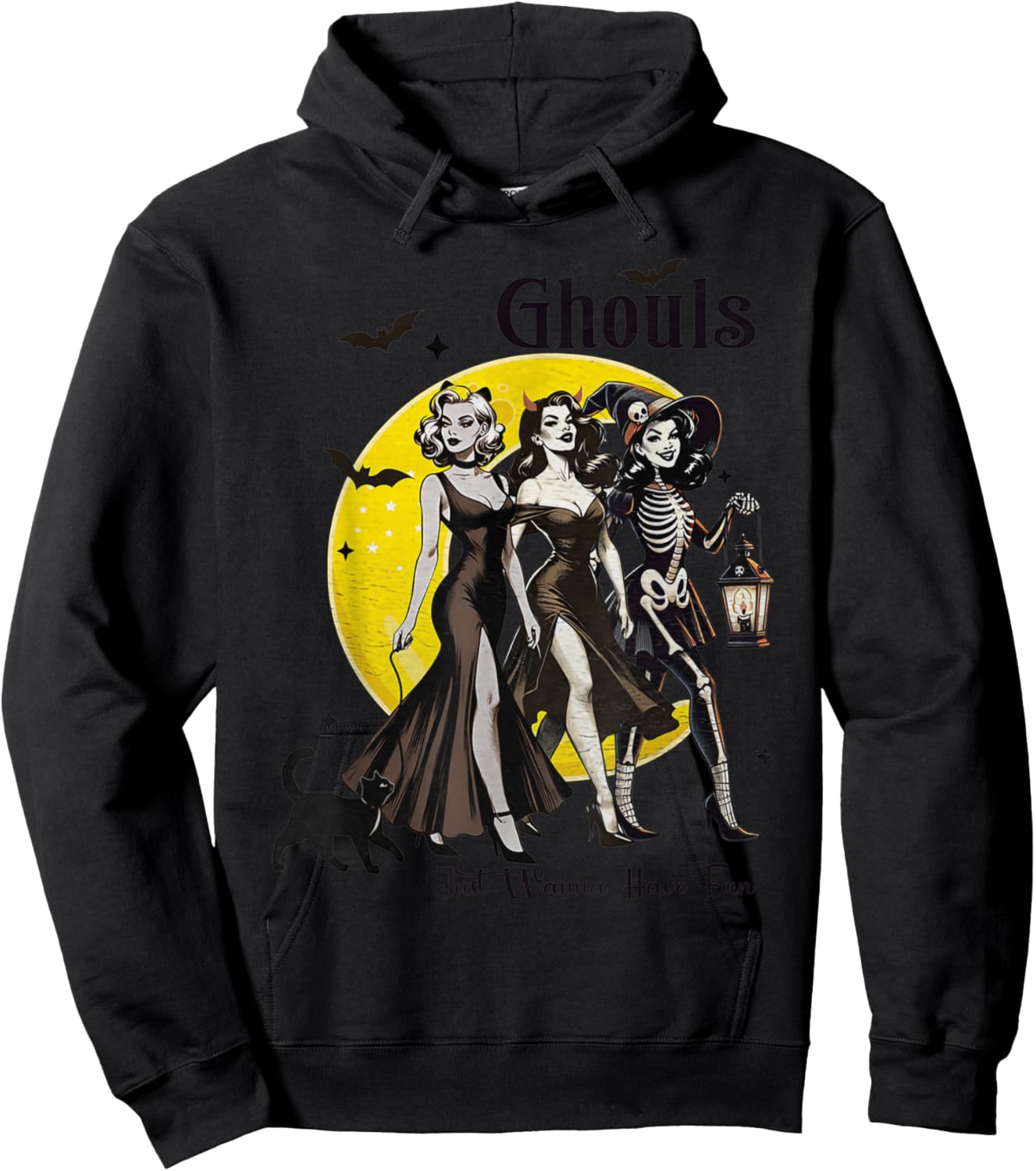 Ghouls Just Wanna Have Fun Women Funny Halloween Hoodie - Hoodie | Black