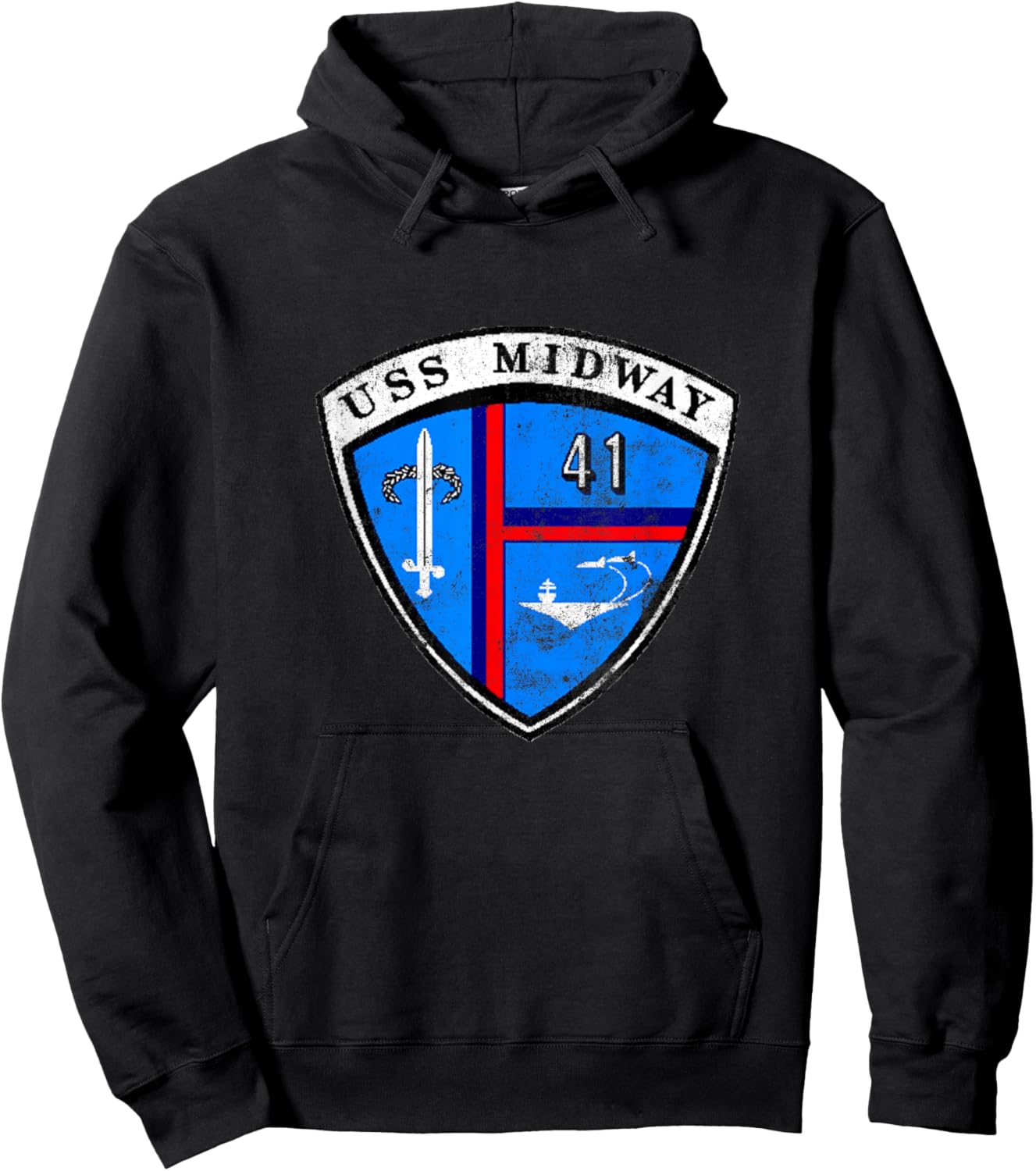 USS Midway CV 41 Aircraft Carrier Veteran Flag Patriotic Hoodie - Hoodie | Black