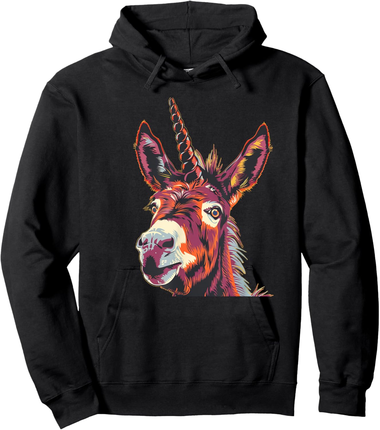 Funny Unicorn Face for Donkey and Horses Lovers Hoodie - Hoodie | Black