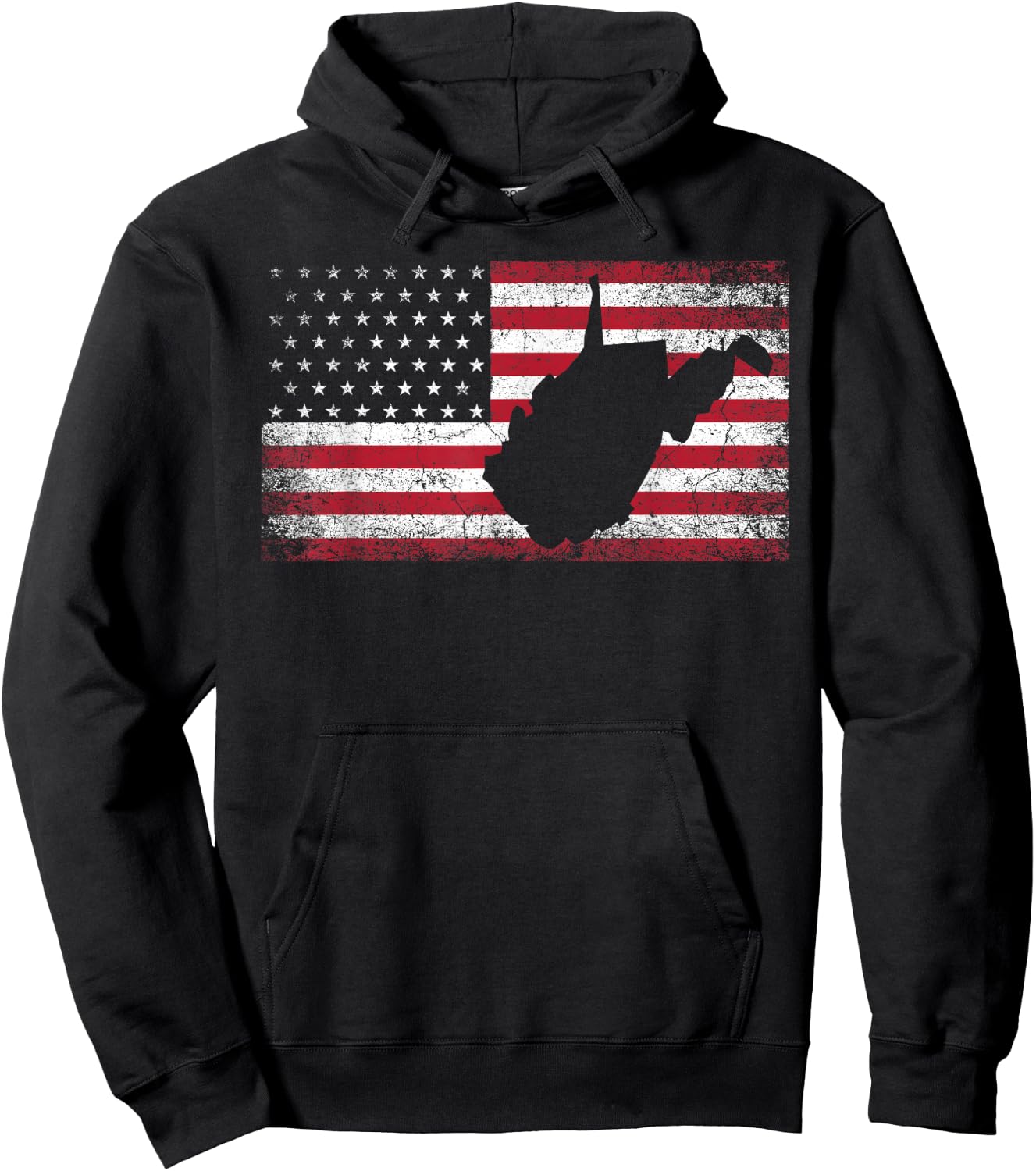 American Flag 4th of July West Virginia WV Vintage Men Women Hoodie - Hoodie | Black