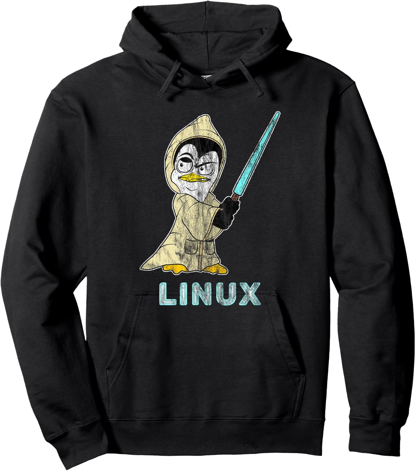 Retro Linux Penguin for Linux Admin and Hacker Hoodie - Hoodie | Black