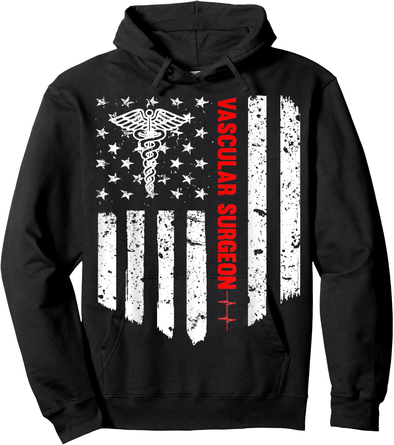 Vascular Surgeon American Flag Patriotic Medicine Gift Women Men Hoodie - Hoodie | Black