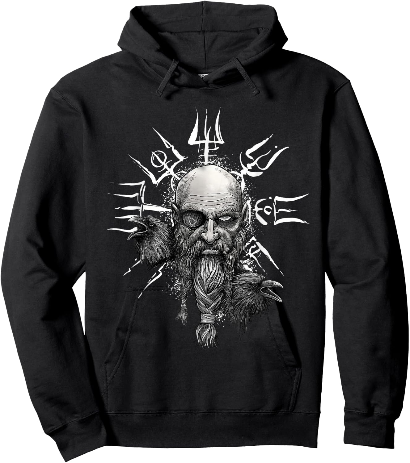Vikings Vegvisir Odin with Hugin und Munin | Nordic Vikings Hoodie - Hoodie | Black